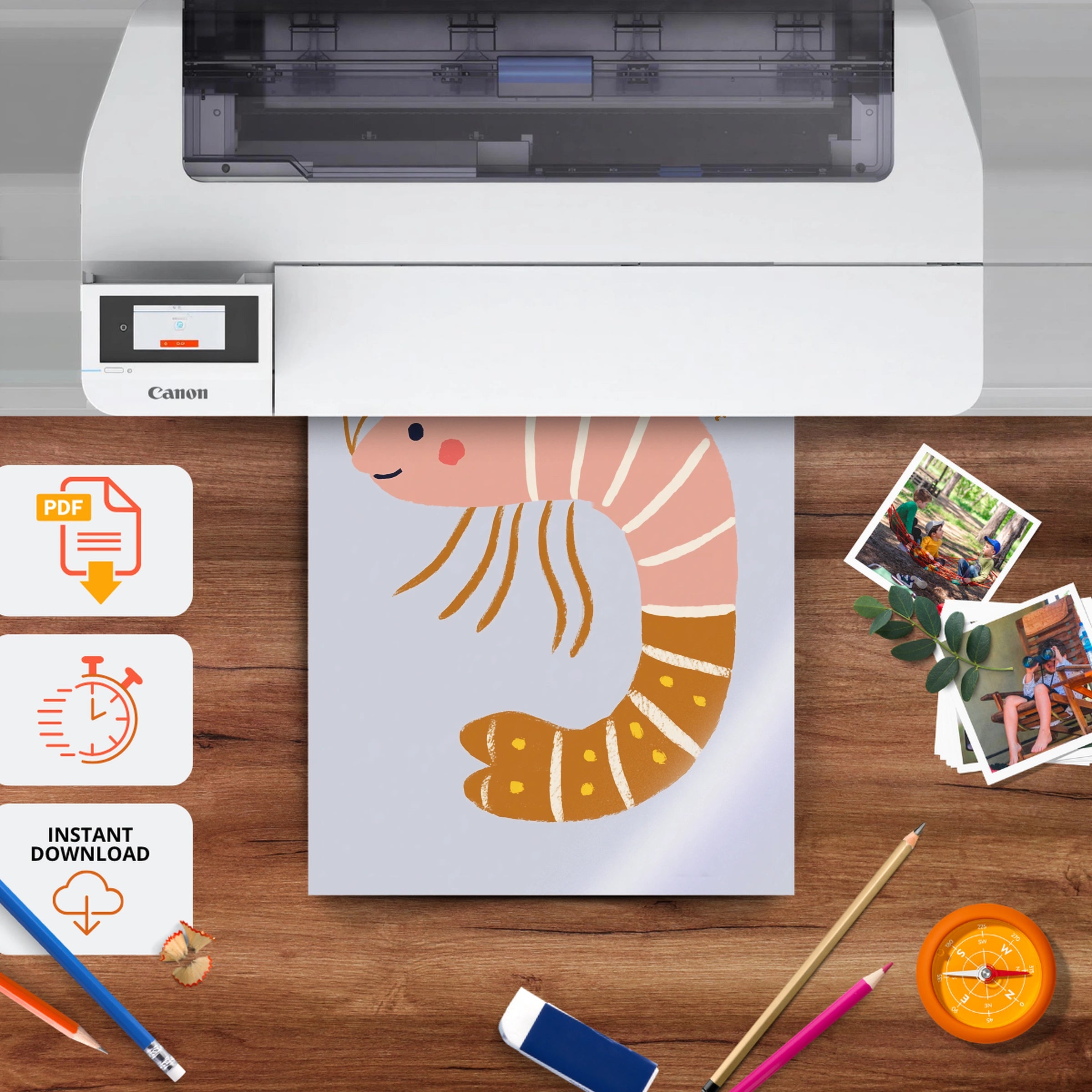 Little Shrimp Nursery Print - printable nursery wall art, instant download to print at home