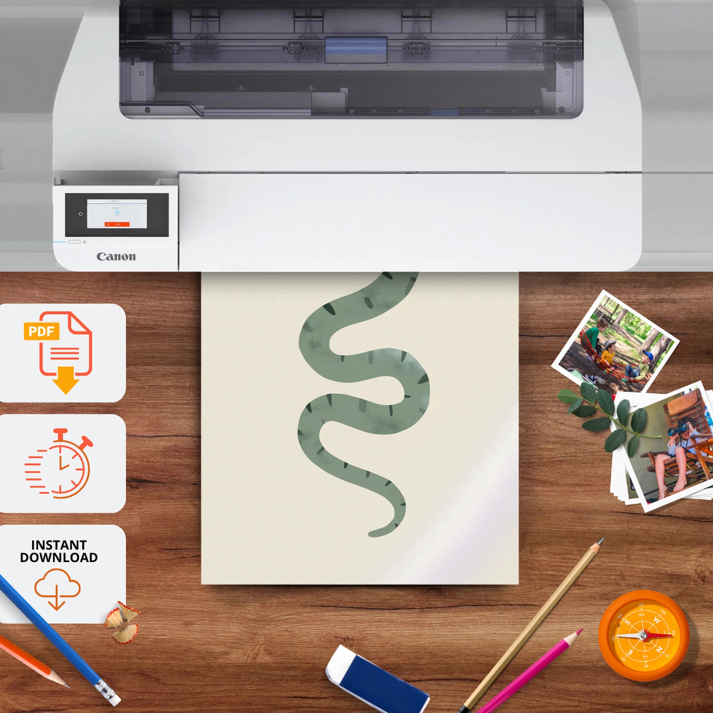 Little Snake Nursery Print - printable nursery wall art, instant download to print at home