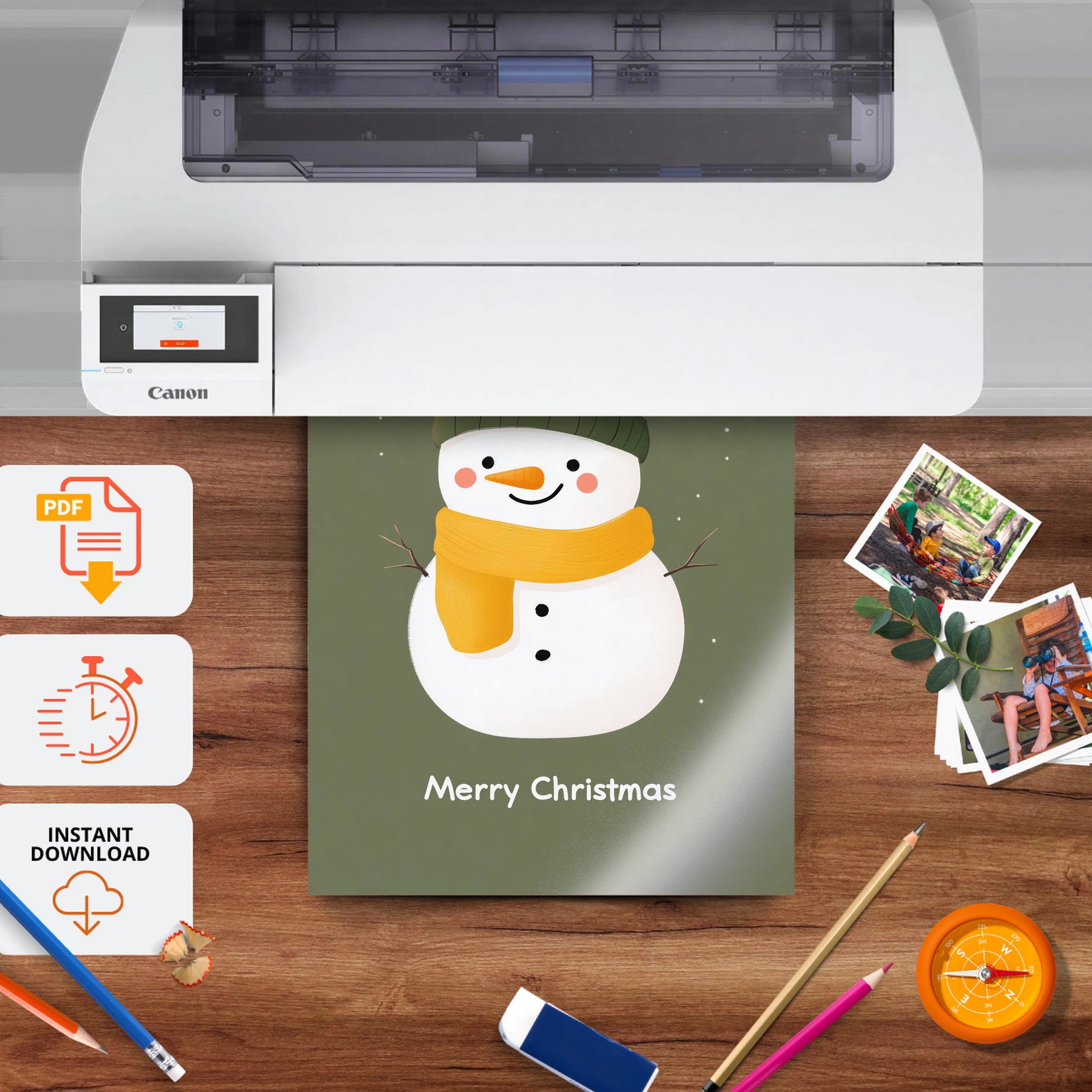 Little Snowman Christmas Print - printable nursery wall art, instant download to print at home