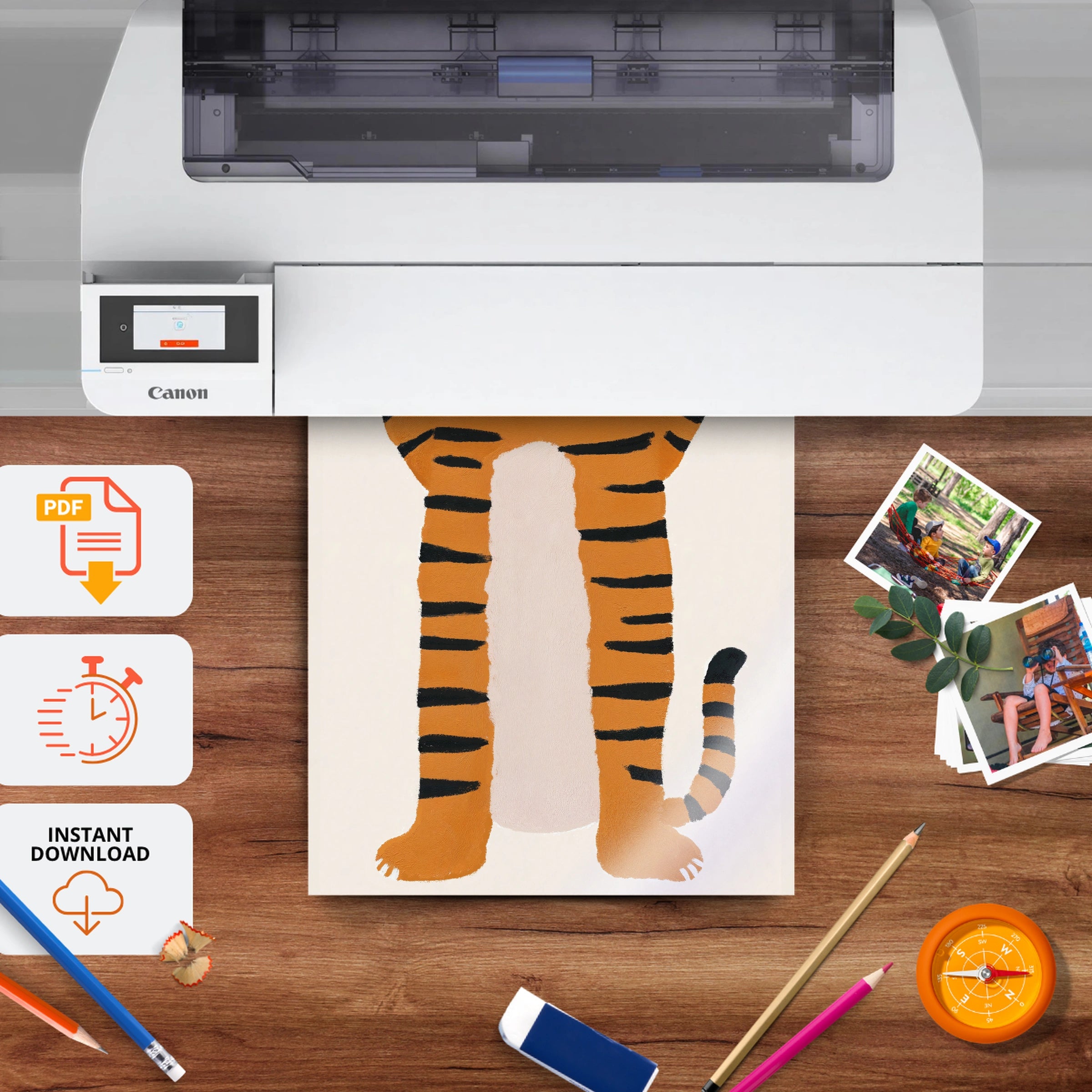 Little Tiger Nursery Print - printable nursery wall art, instant download to print at home
