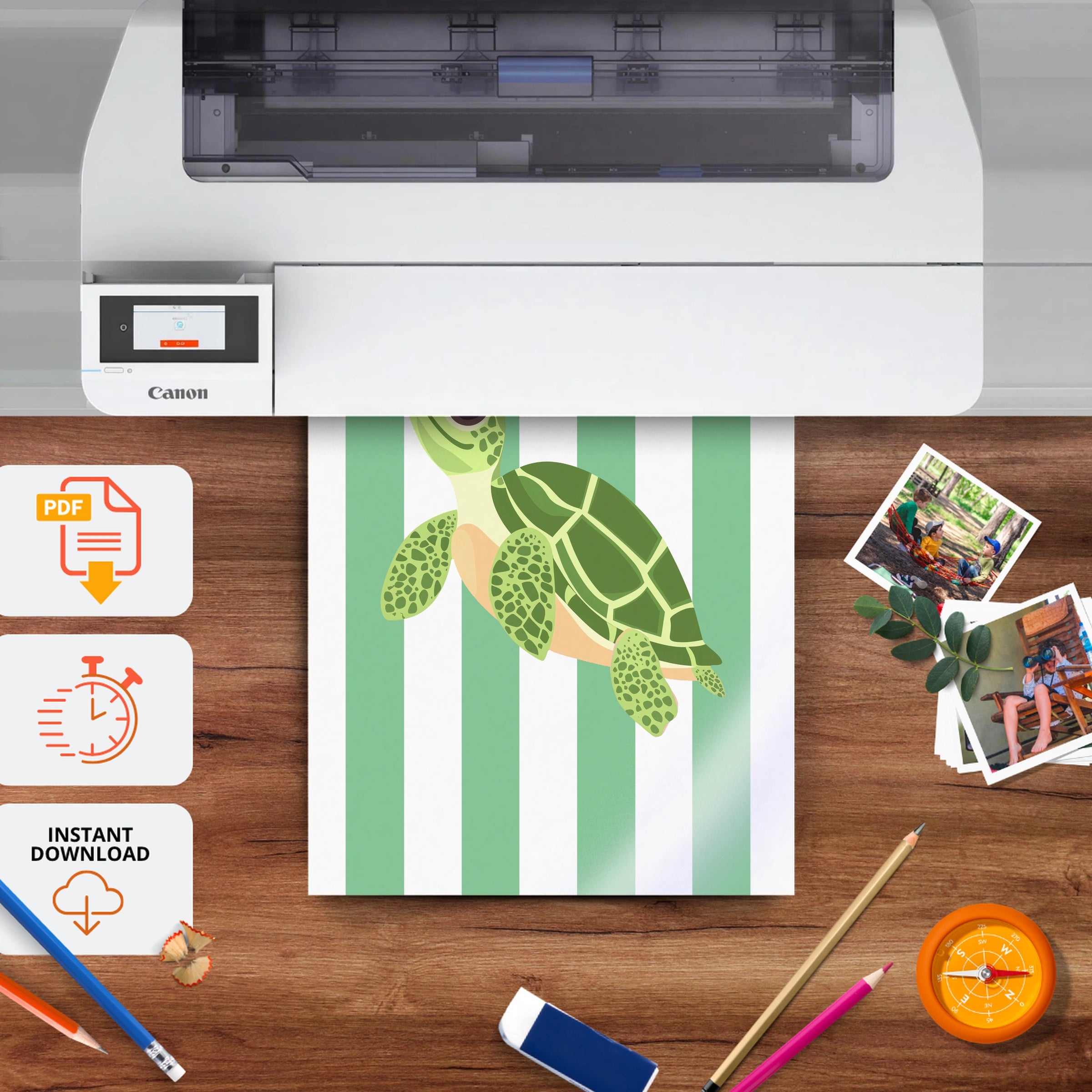 Little Turtle Nursery Print - printable nursery wall art, instant download to print at home
