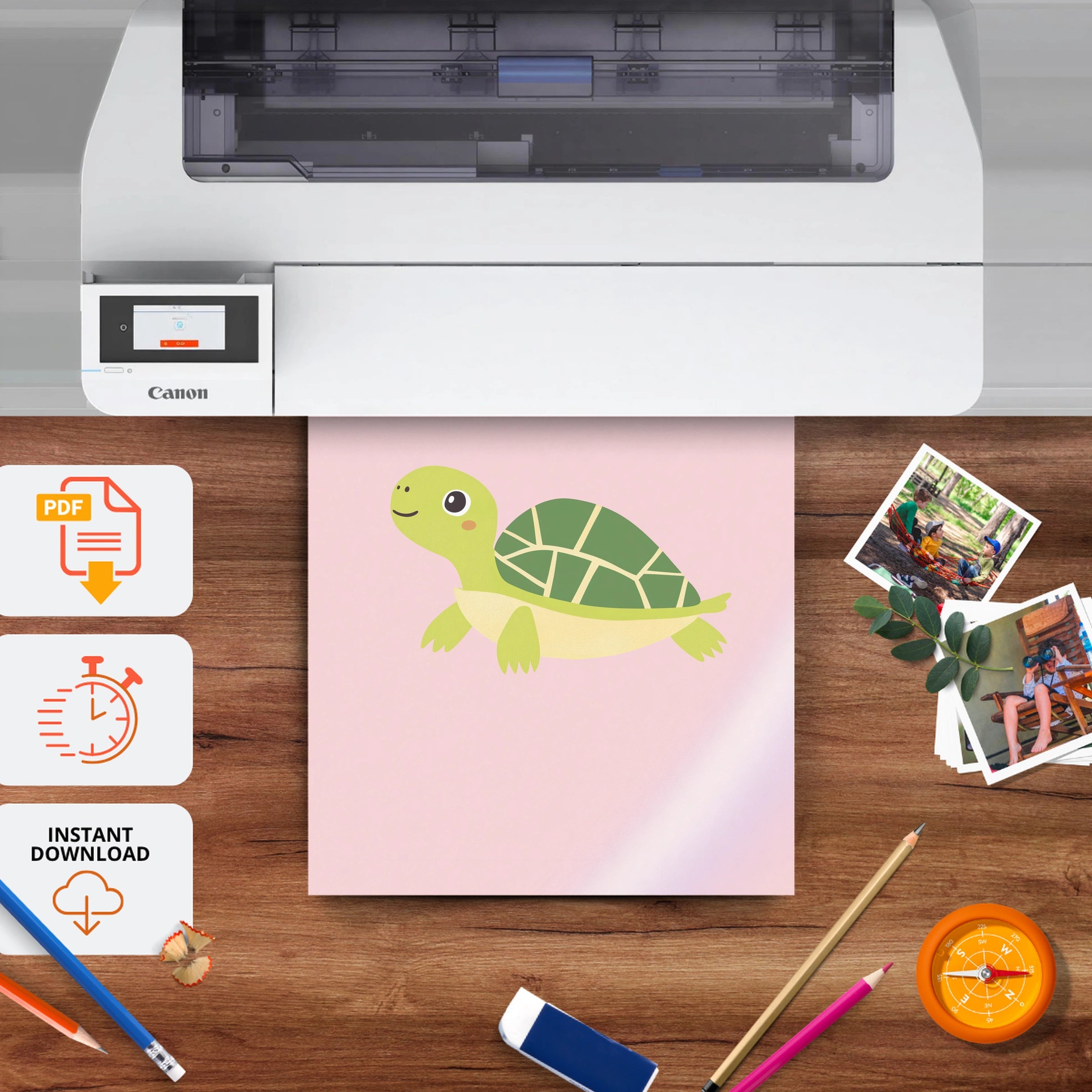 Little Turtle Two Nursery Print - printable nursery wall art, instant download to print at home