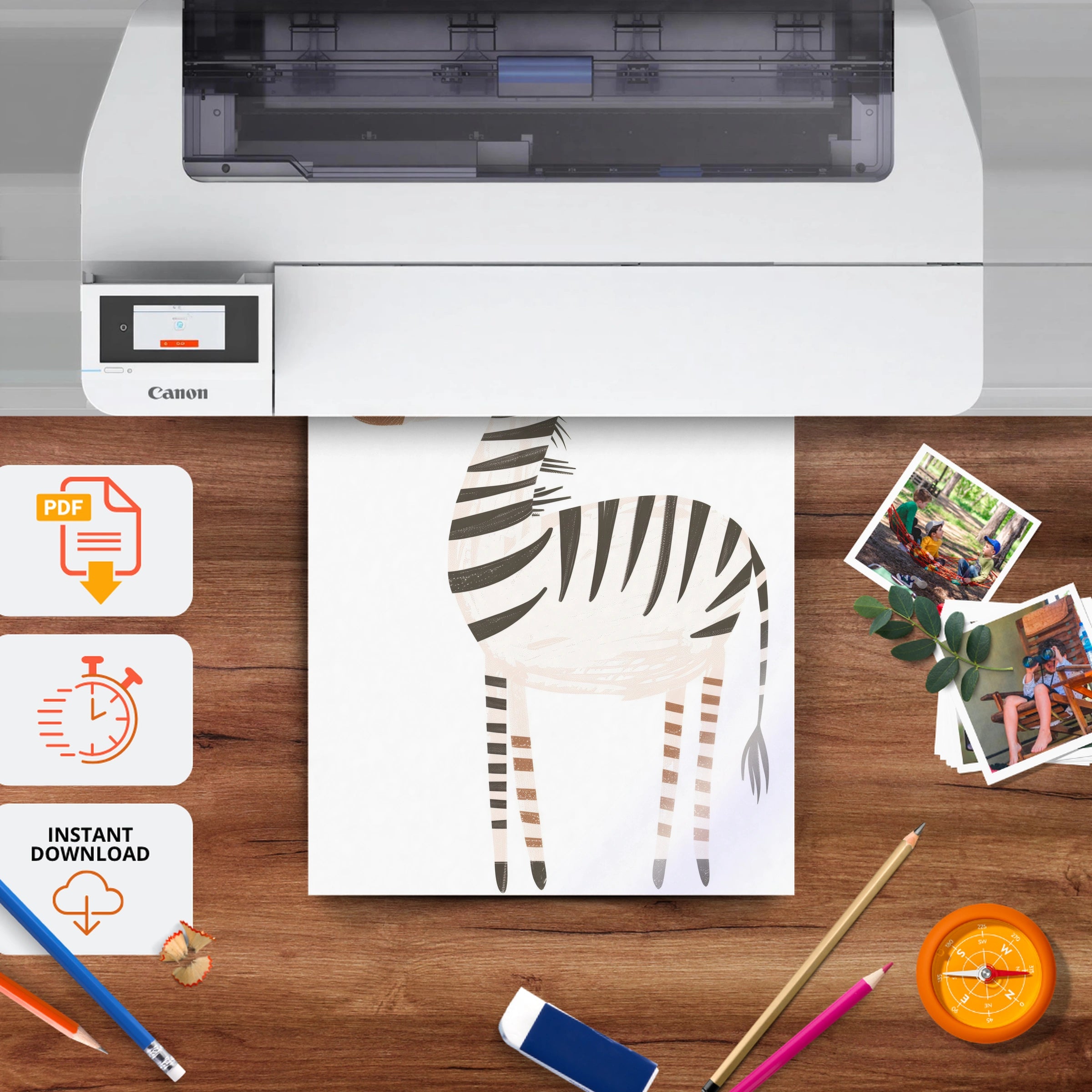 Little Zebra Nursery Print - printable nursery wall art, instant download to print at home