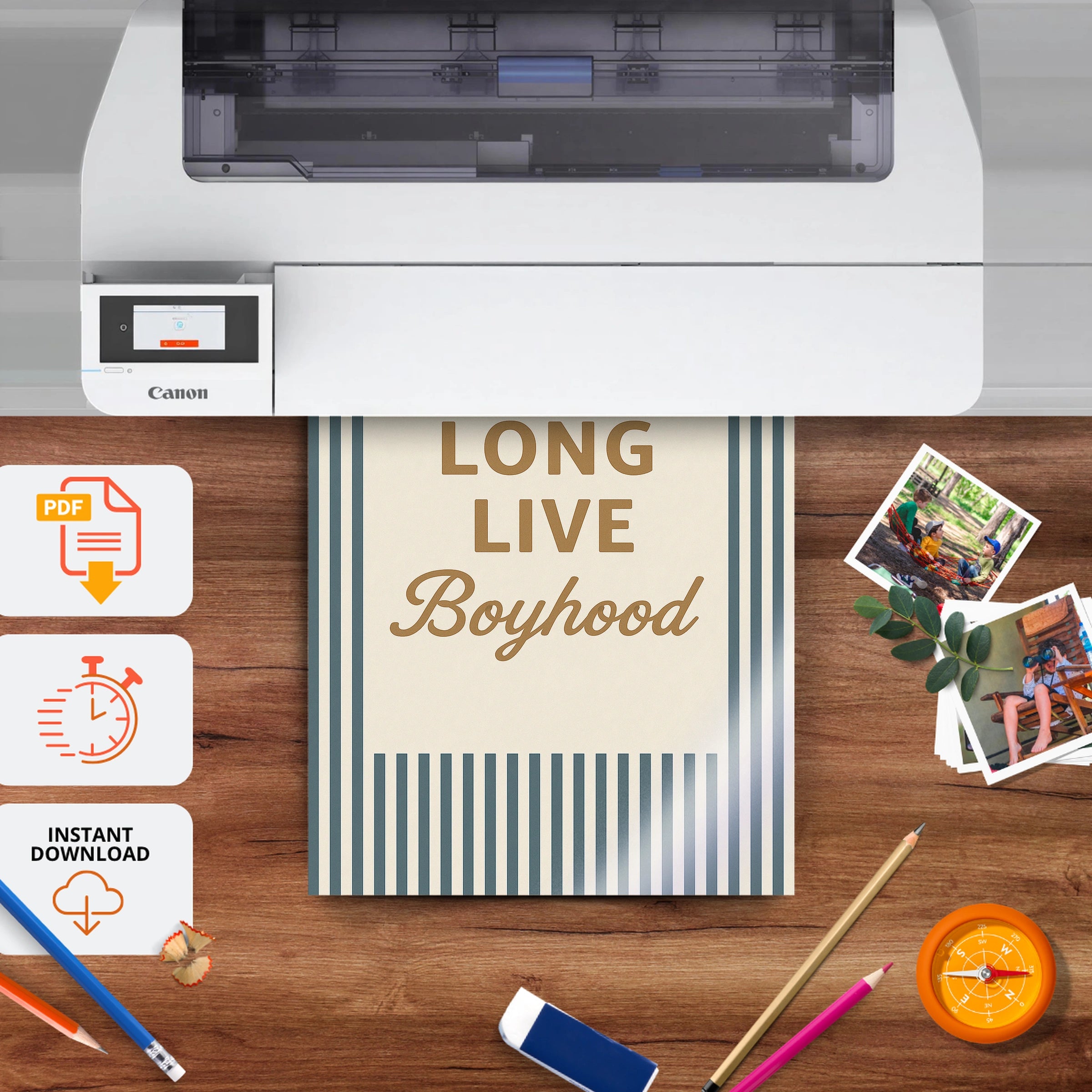 Long Live Boyhood Four Nursery Print - printable nursery wall art, instant download to print at home
