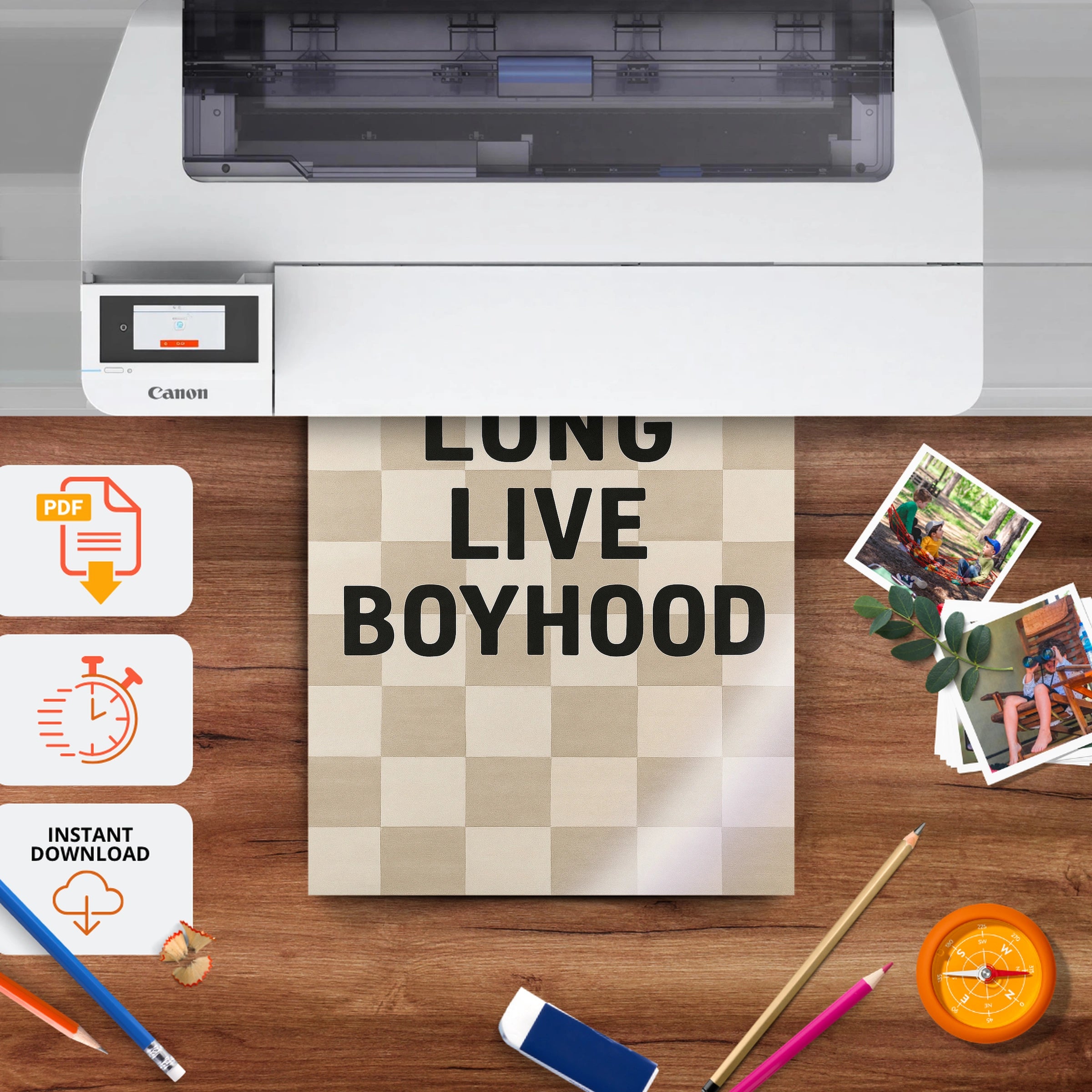 Long Live Boyhood Three Nursery Print - printable nursery wall art, instant download to print at home