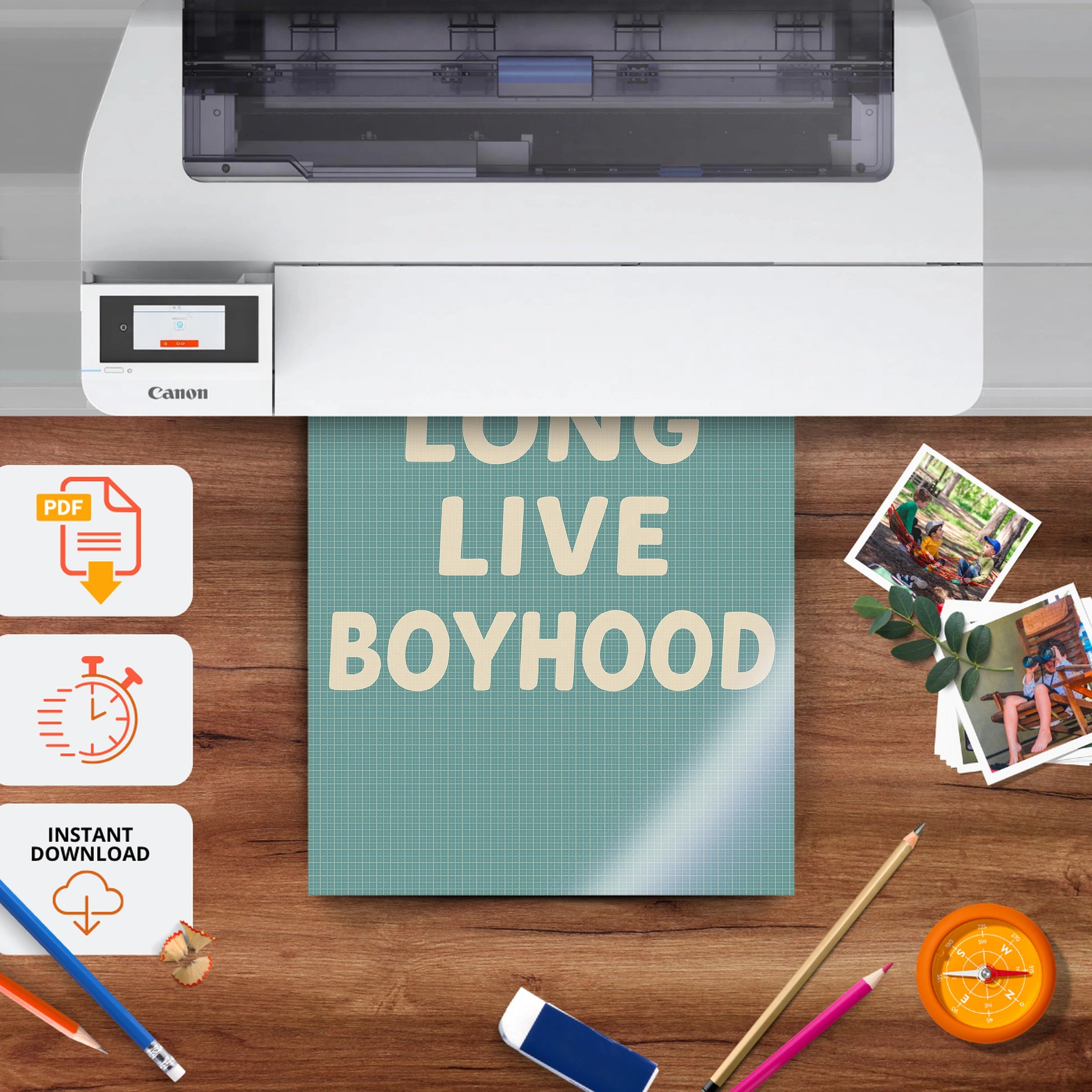 Long Live Boyhood Two Nursery Print - printable nursery wall art, instant download to print at home