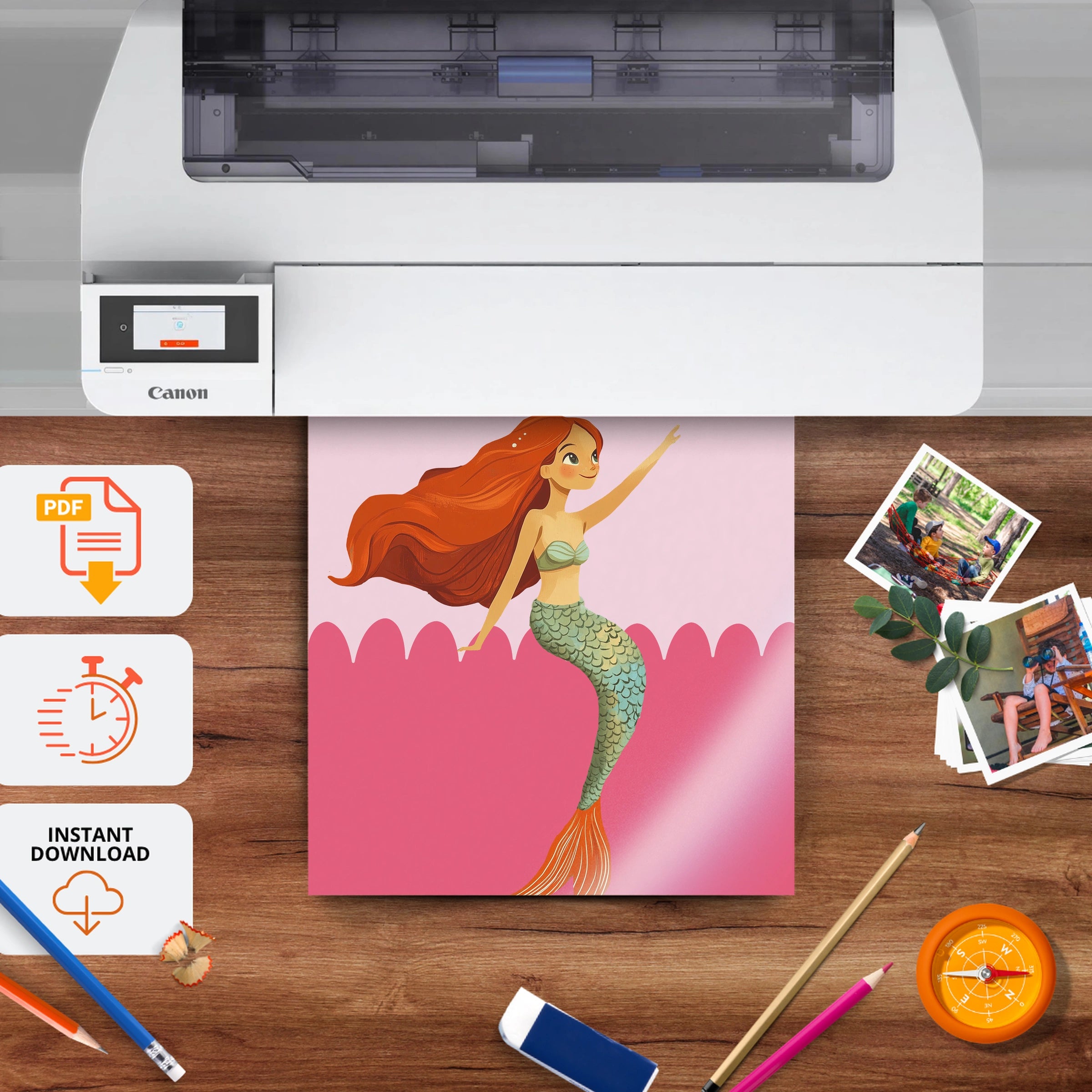 Long Live Girlhood Mermaid Nursery Print - printable nursery wall art, instant download to print at home