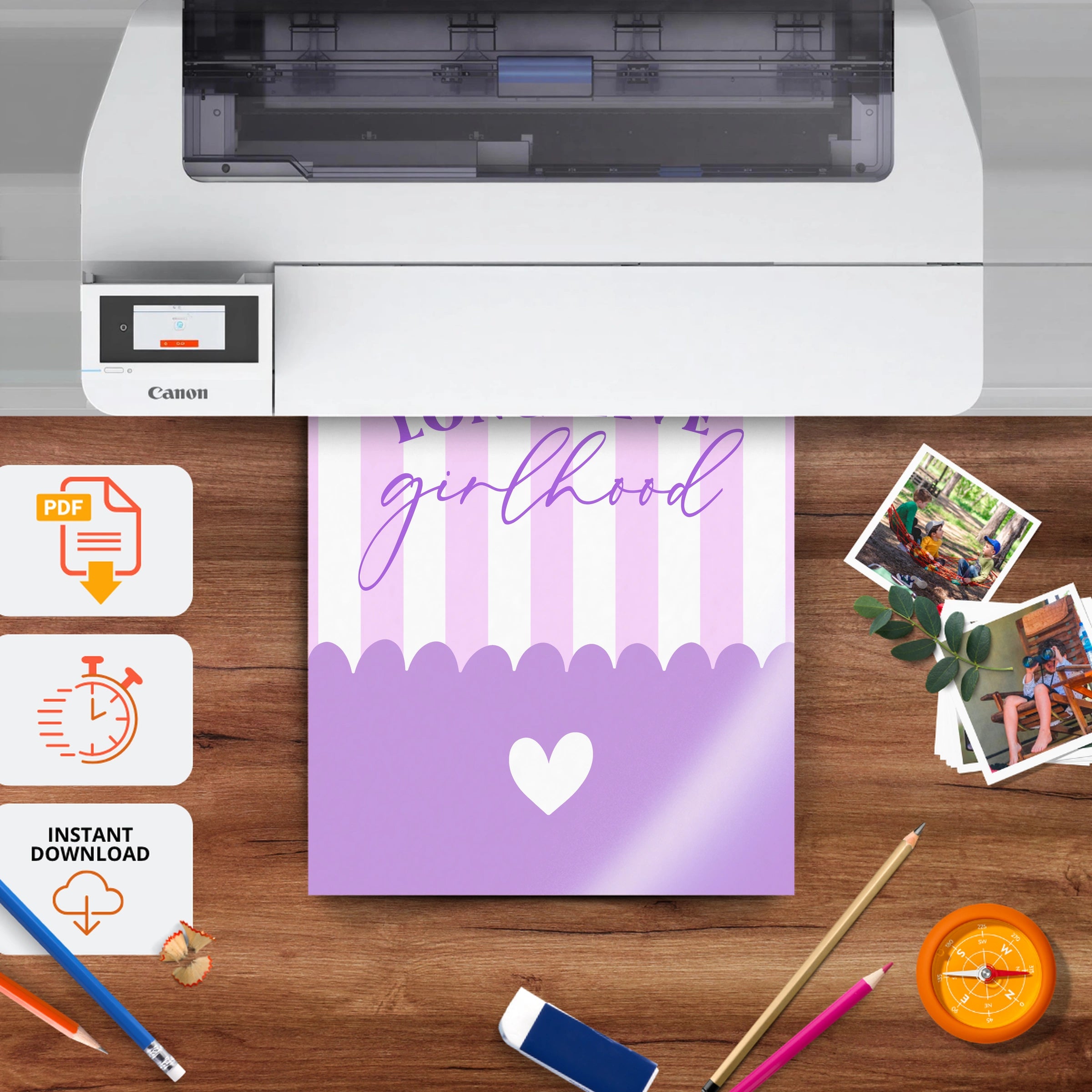 Long Live Girlhood Purple Nursery Print - printable nursery wall art, instant download to print at home