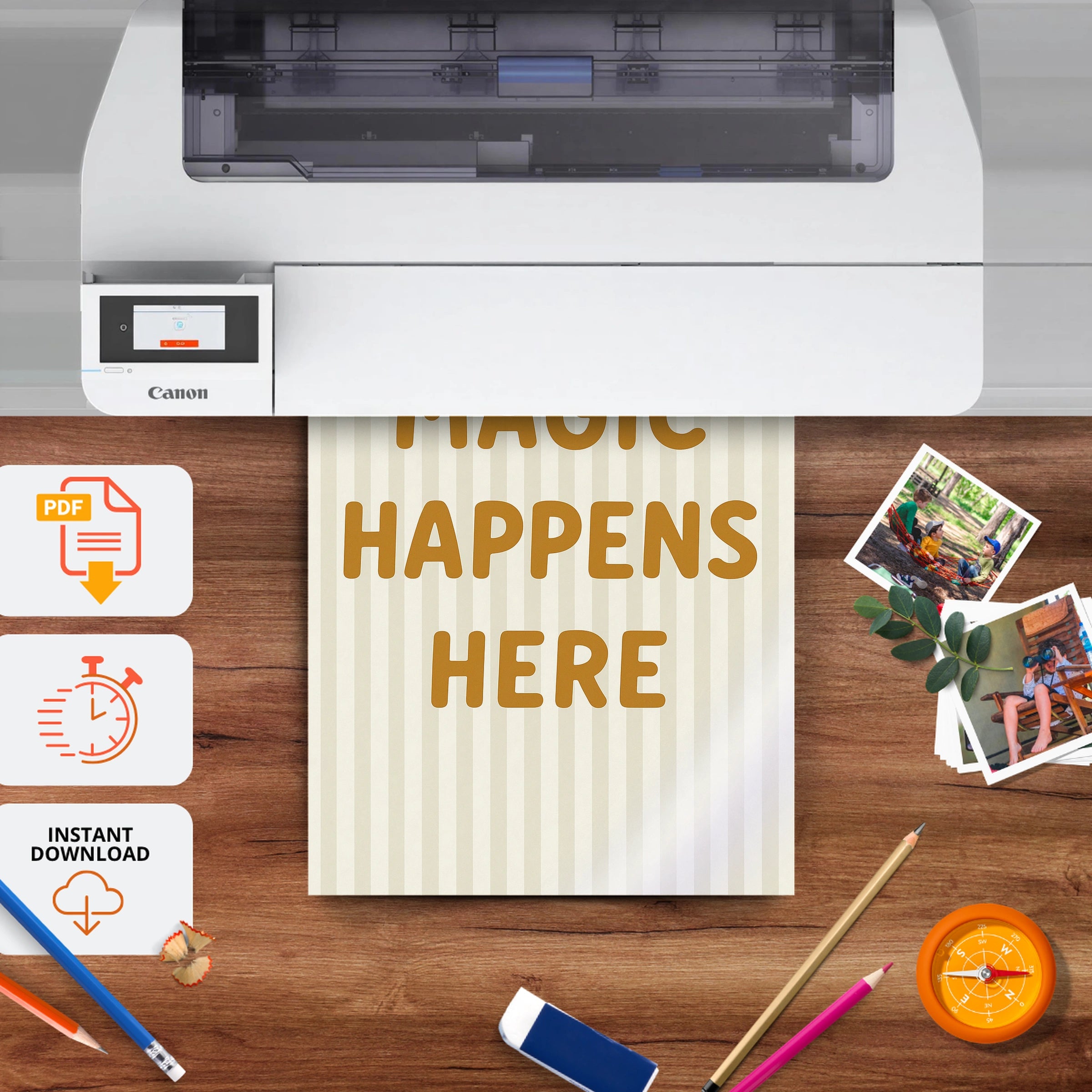 Magic Happens Here Nursery Print - printable nursery wall art, instant download to print at home