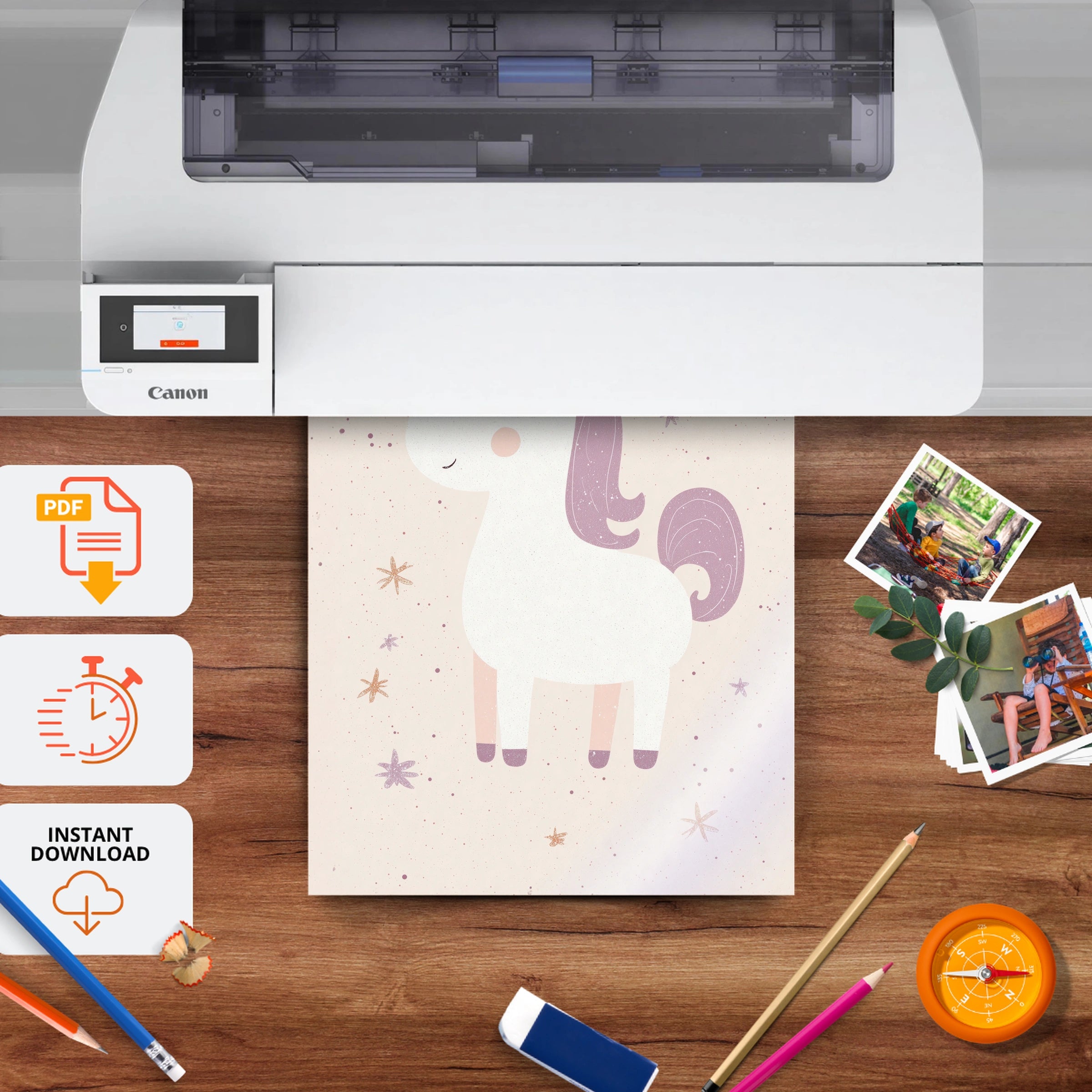 Magical Unicorn Nursery Print - printable nursery wall art, instant download to print at home