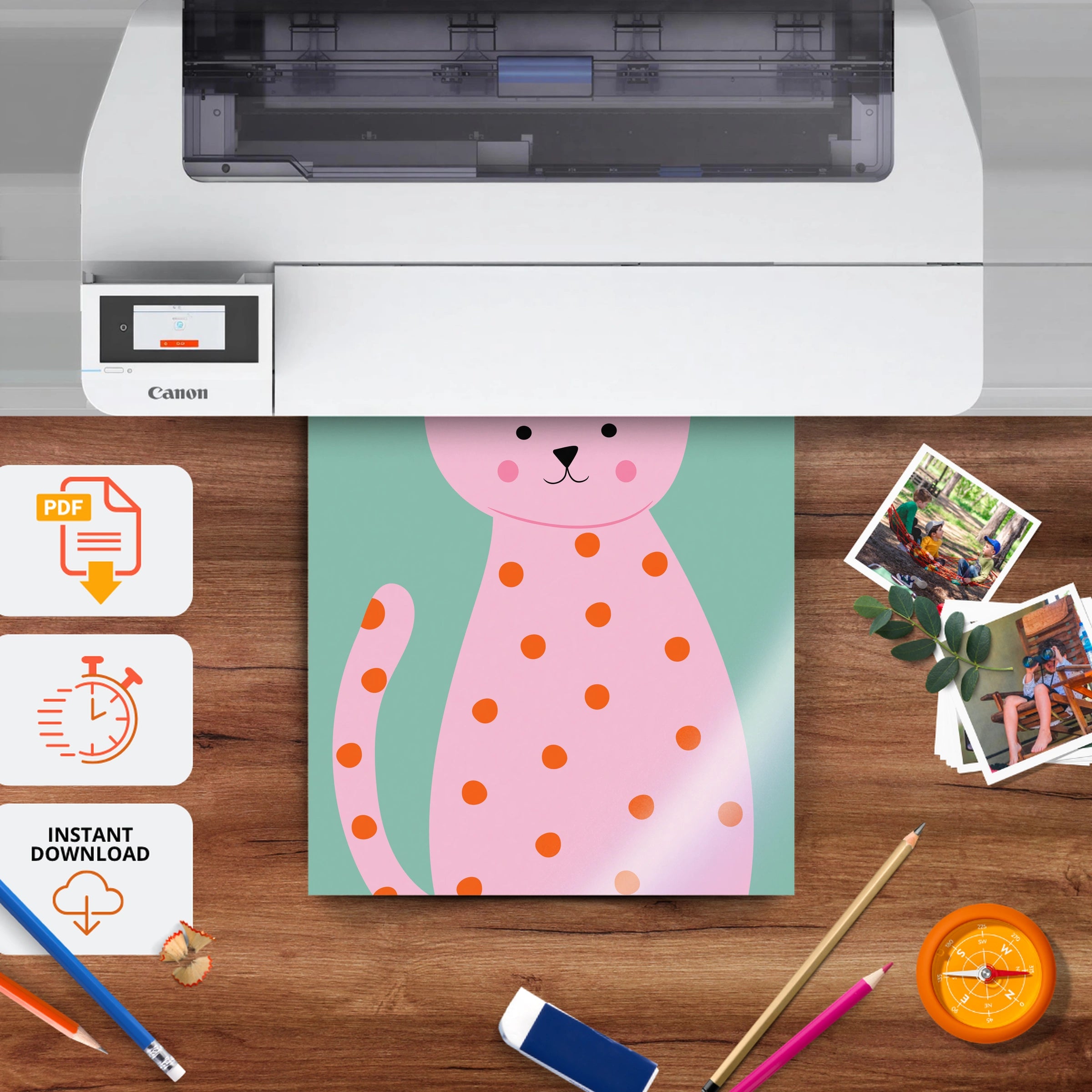 Meow Cat Nursery Print - printable nursery wall art, instant download to print at home