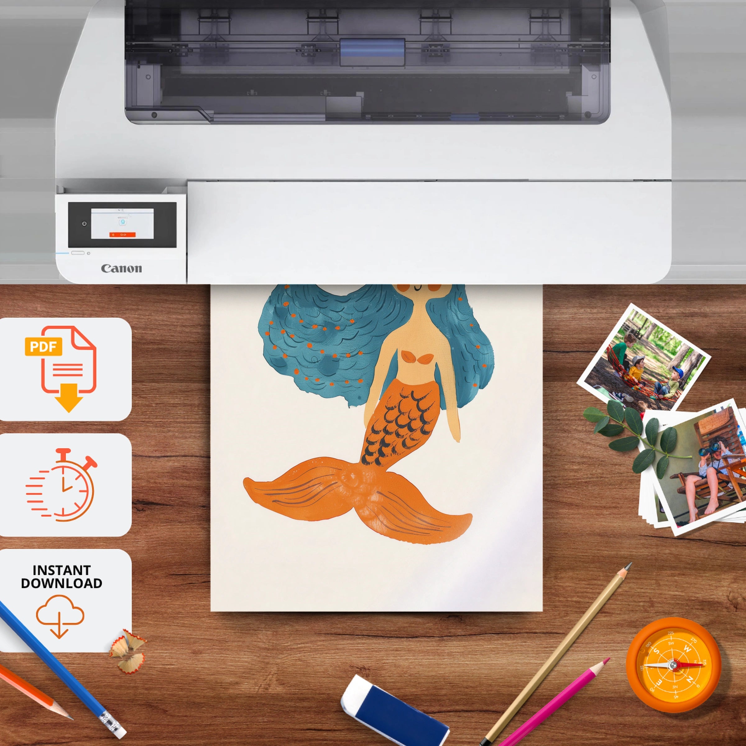 Mermaid Nursery Print - printable nursery wall art, instant download to print at home