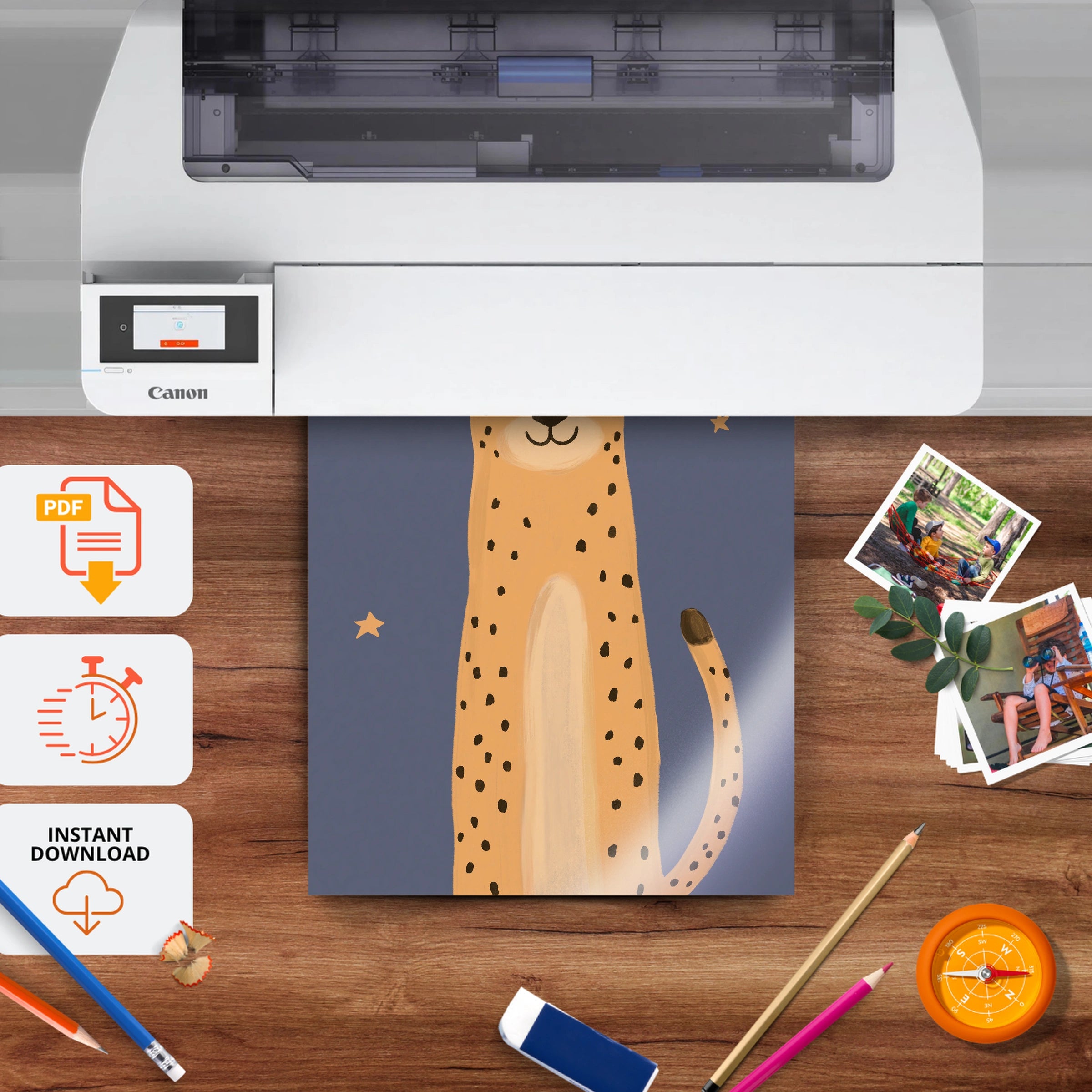 Midnight Leopard Nursery Print - printable nursery wall art, instant download to print at home