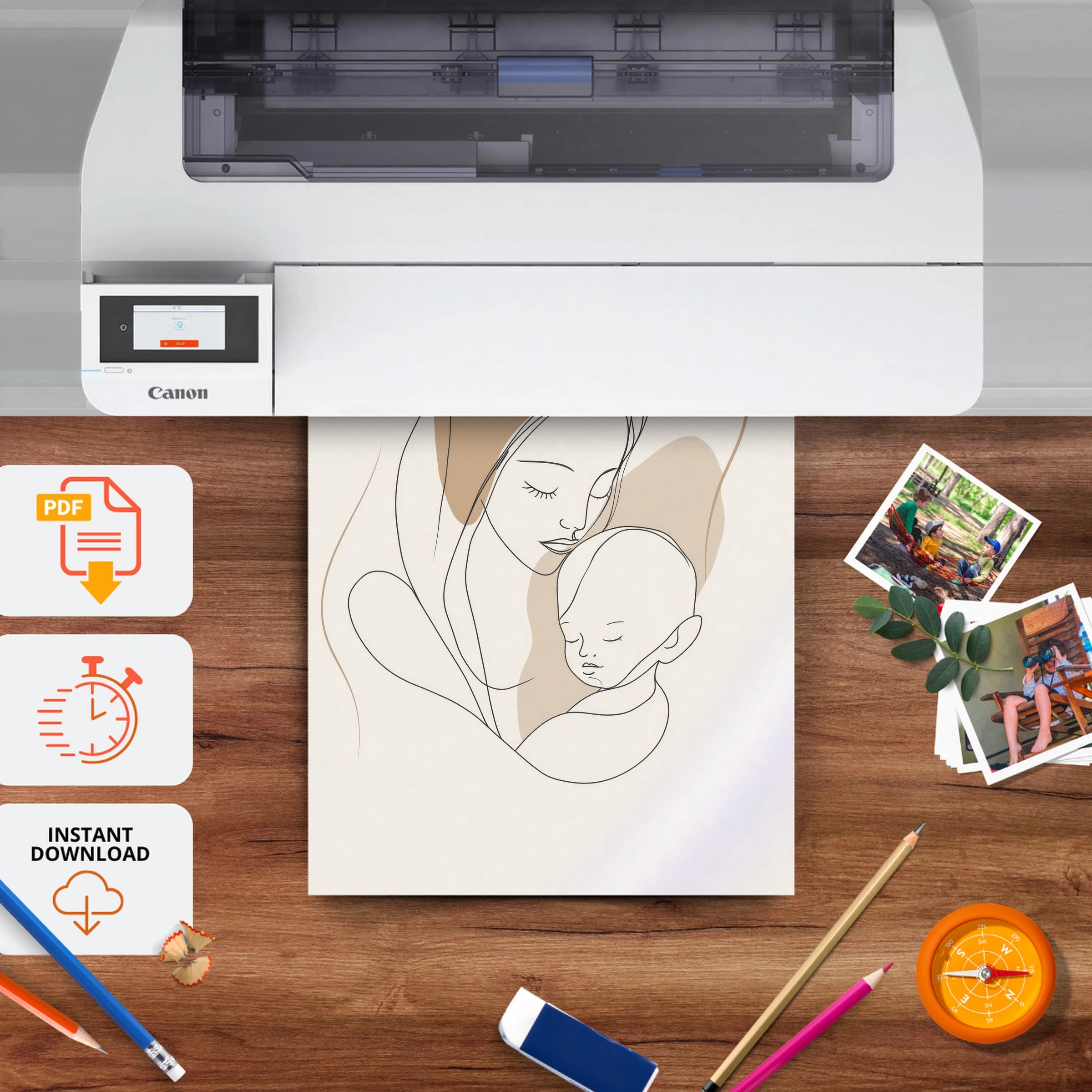 Mother and Child Nursery Print - printable nursery wall art, instant download to print at home