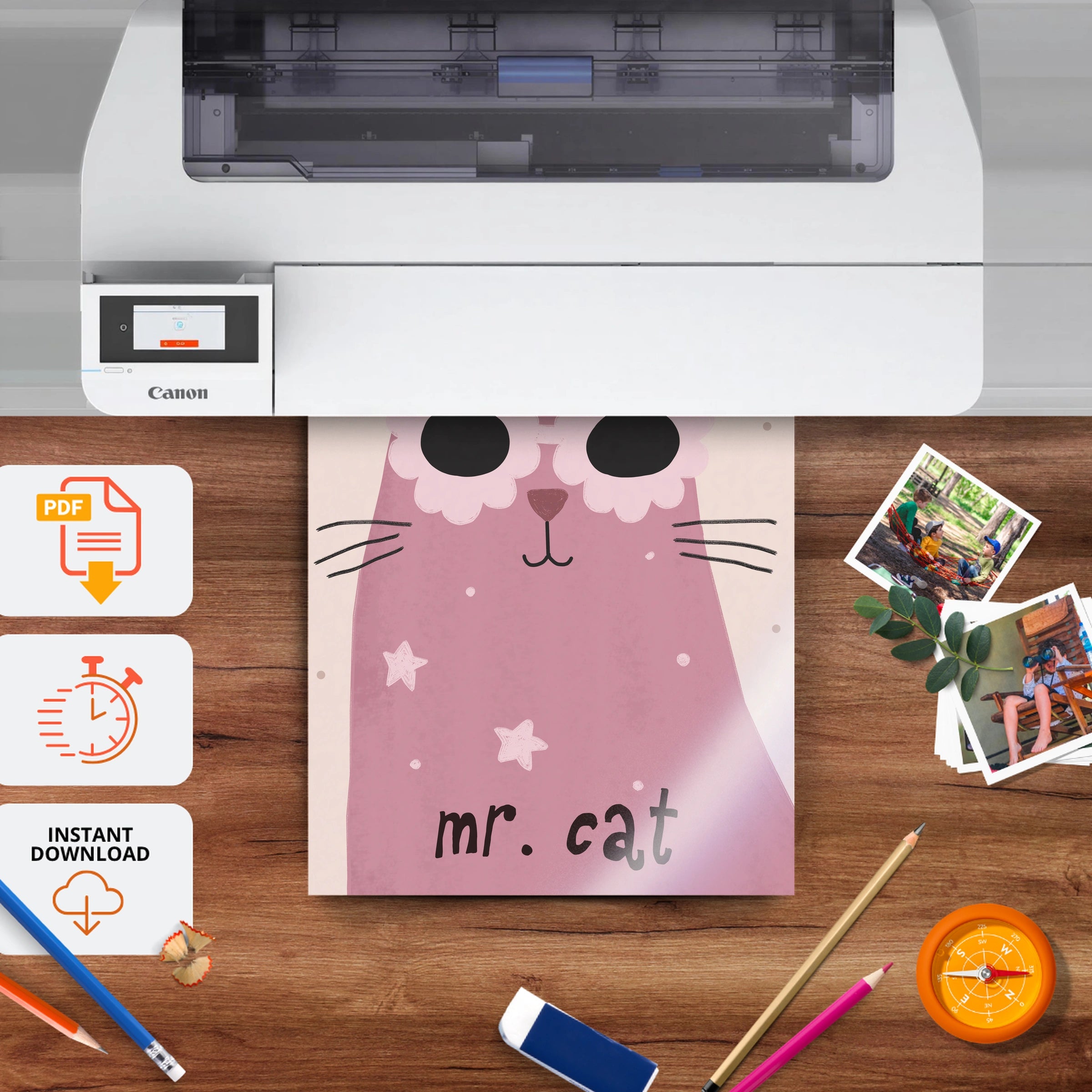Mr Cat Nursery Print - printable nursery wall art, instant download to print at home