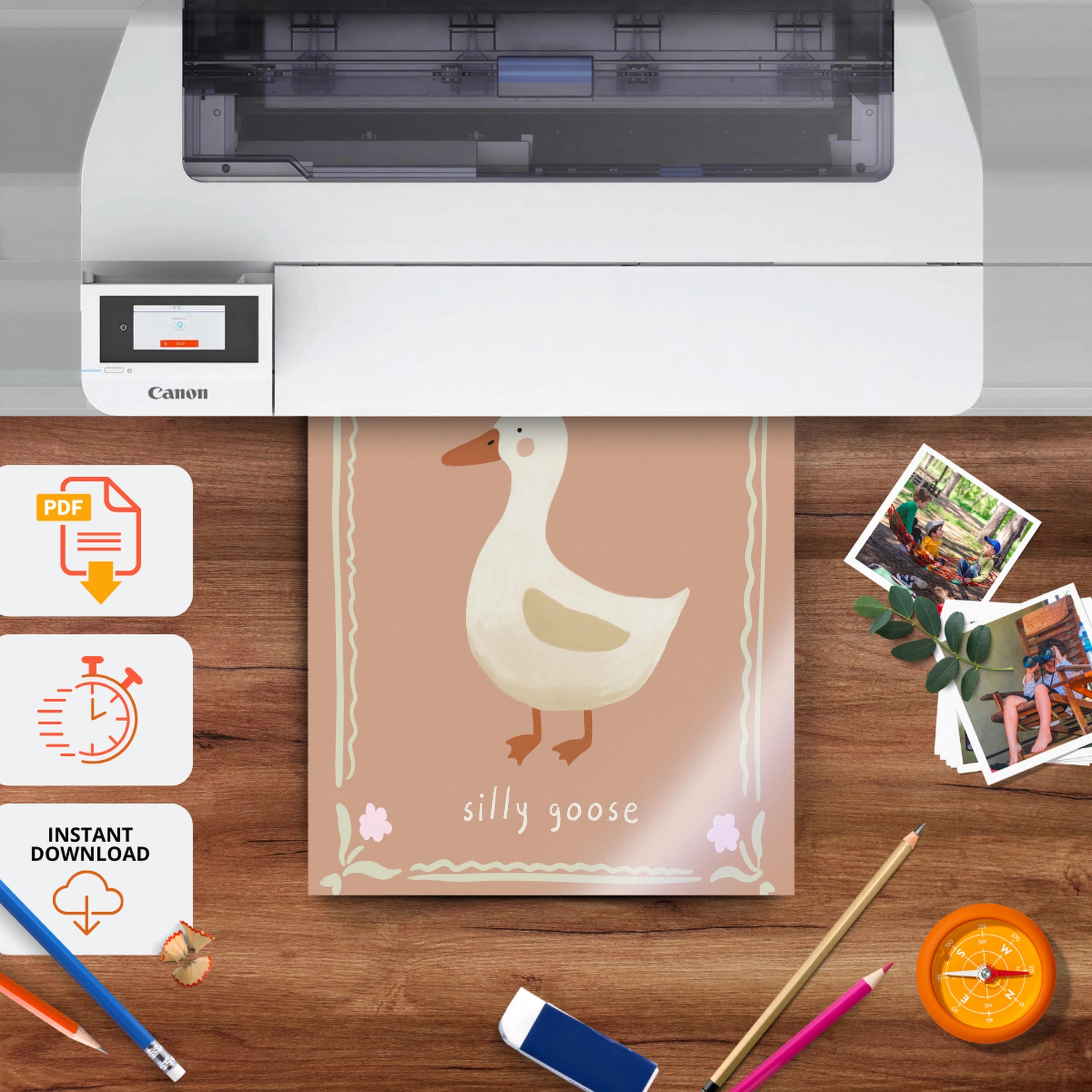 My Funny Silly Goose Nursery Print - printable nursery wall art, instant download to print at home