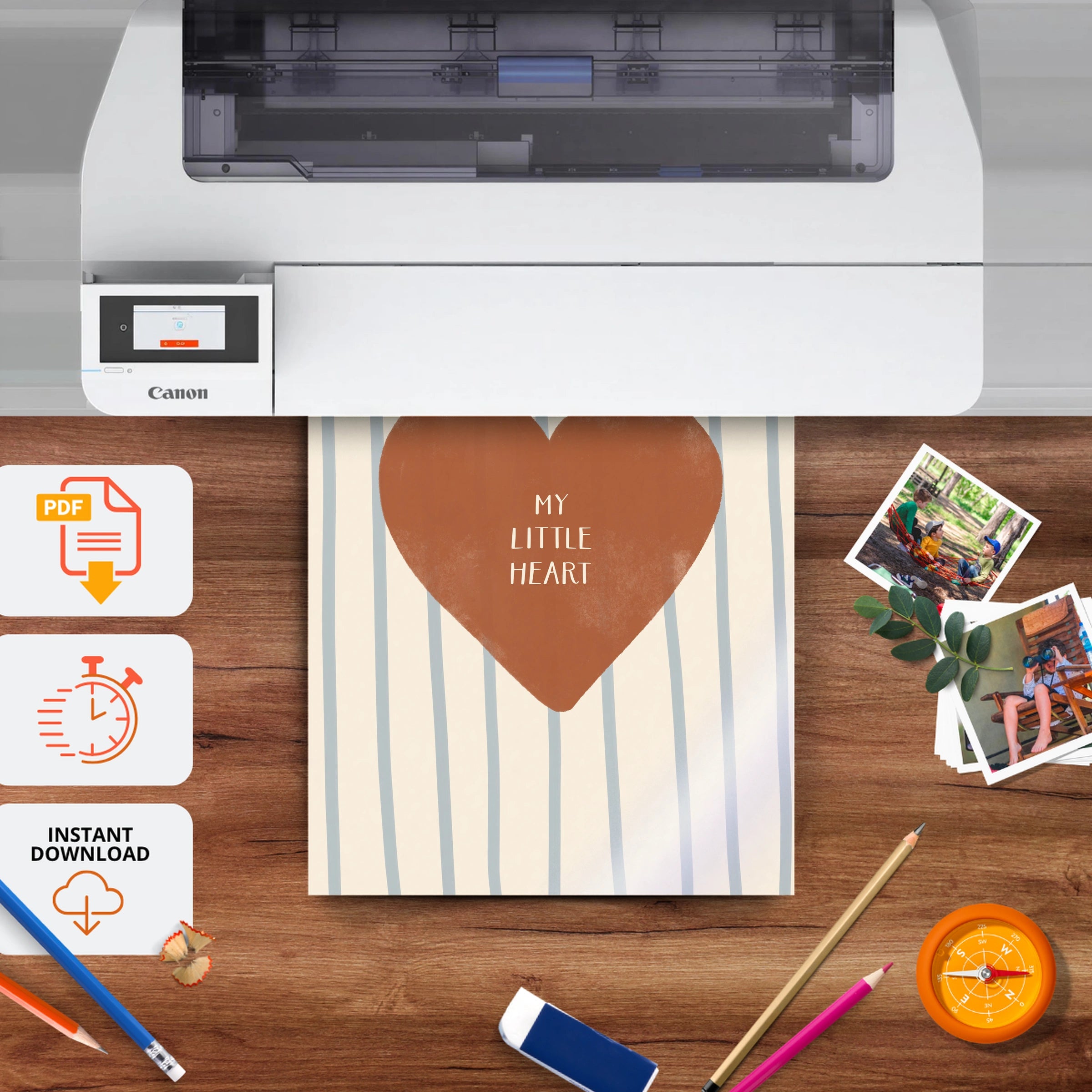 My Little Heart Nursery Print - printable nursery wall art, instant download to print at home