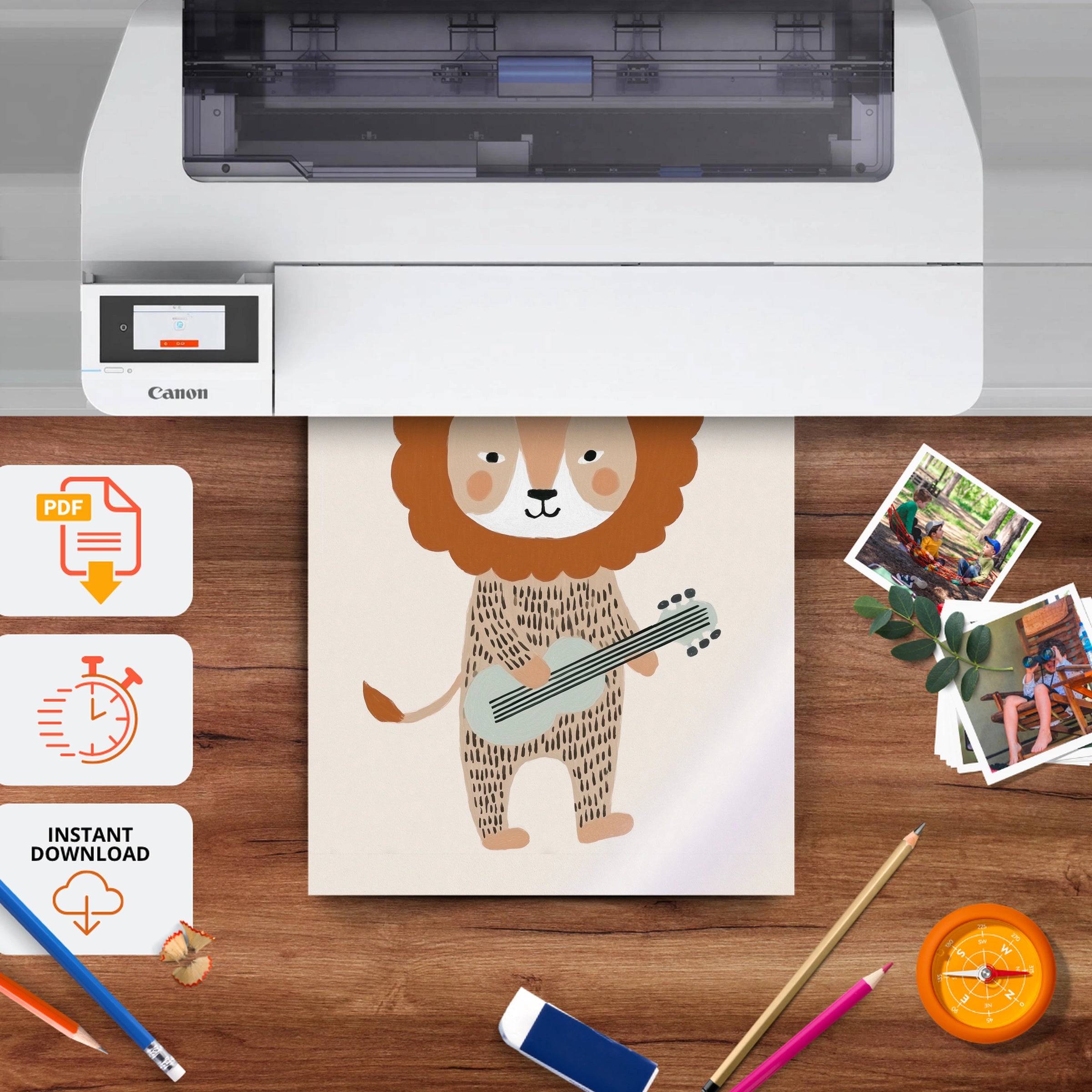My Rockstar Lion Nursery Print - printable nursery wall art, instant download to print at home