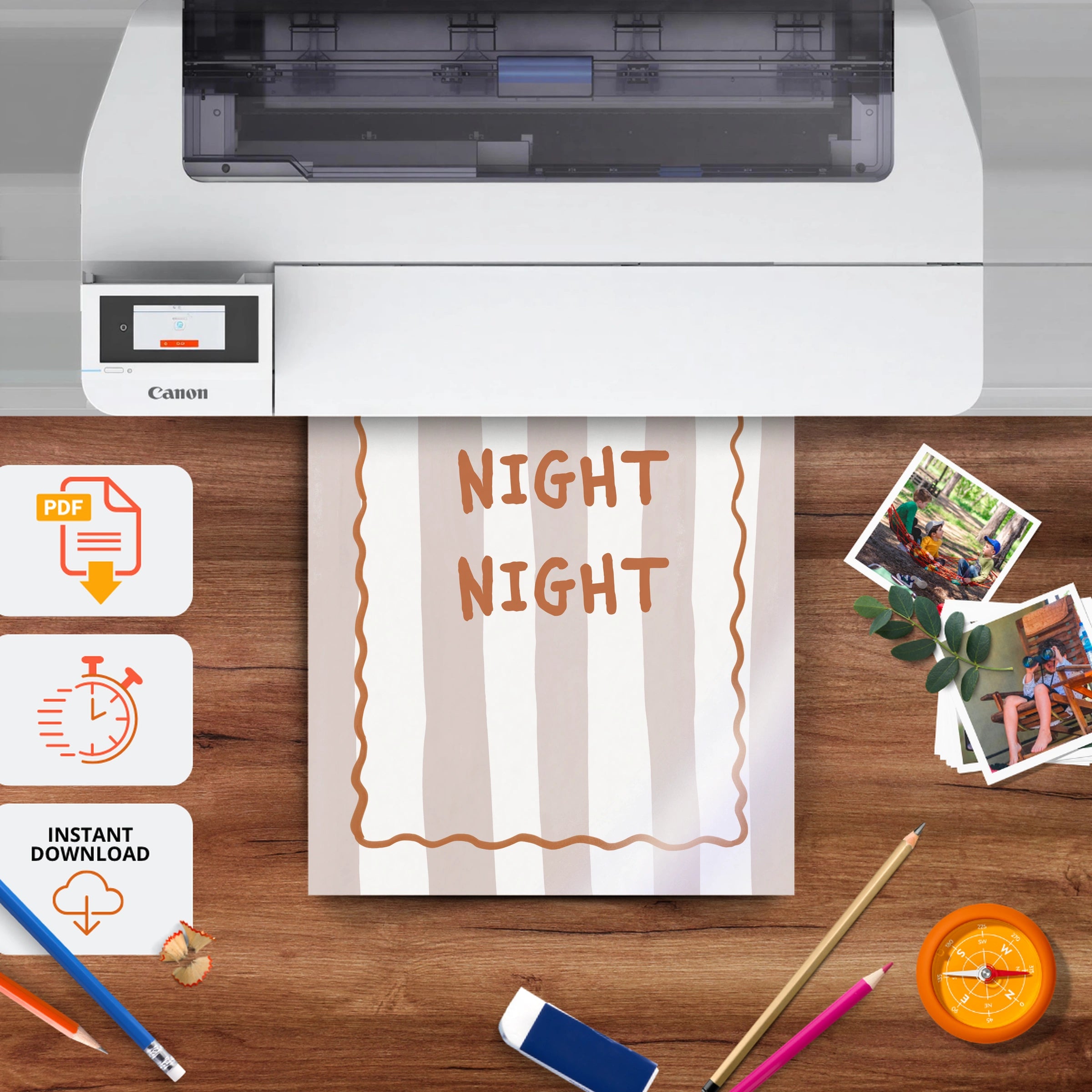 Night Night Nursery Print - printable nursery wall art, instant download to print at home