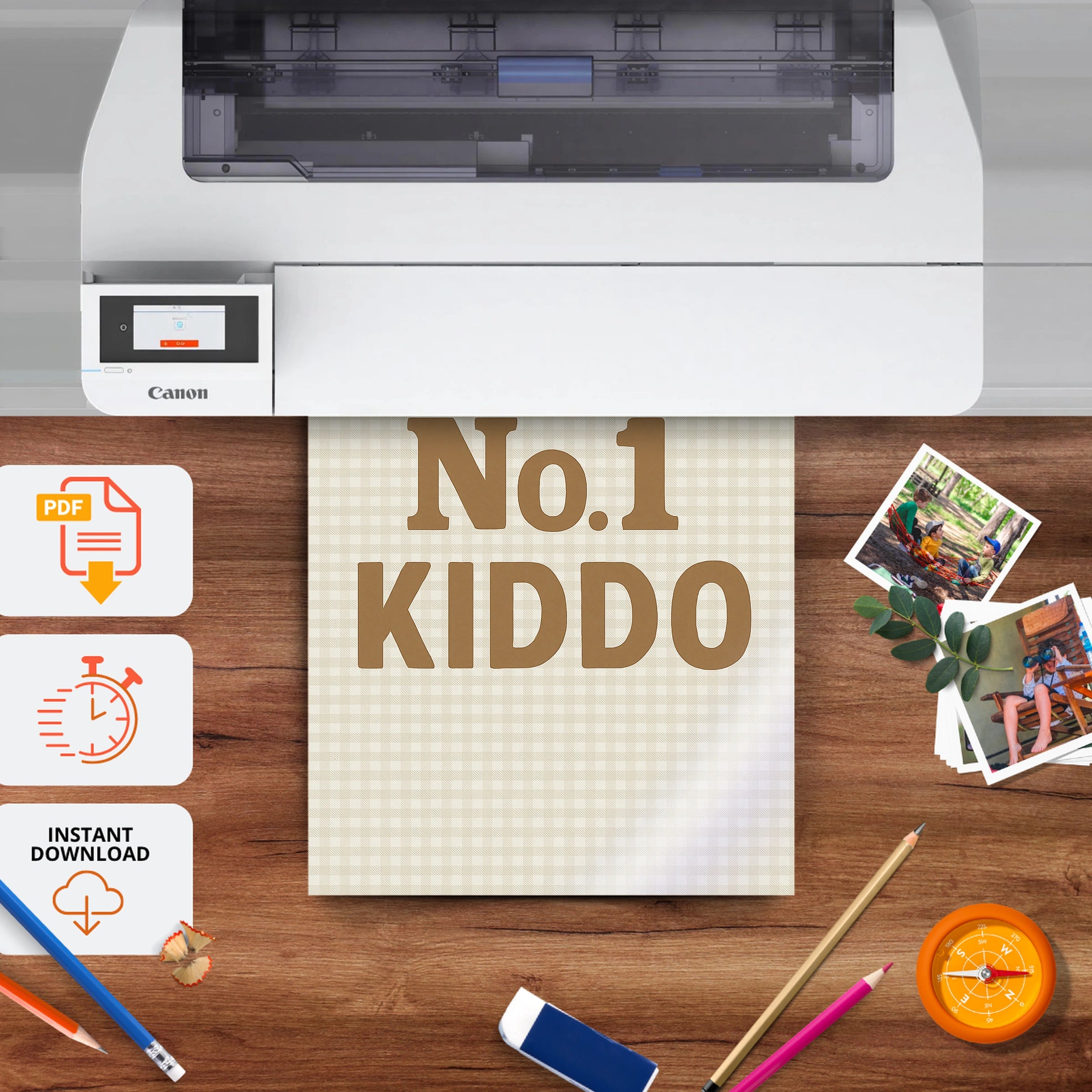 No.1 Kiddo Three Nursery Print - printable nursery wall art, instant download to print at home