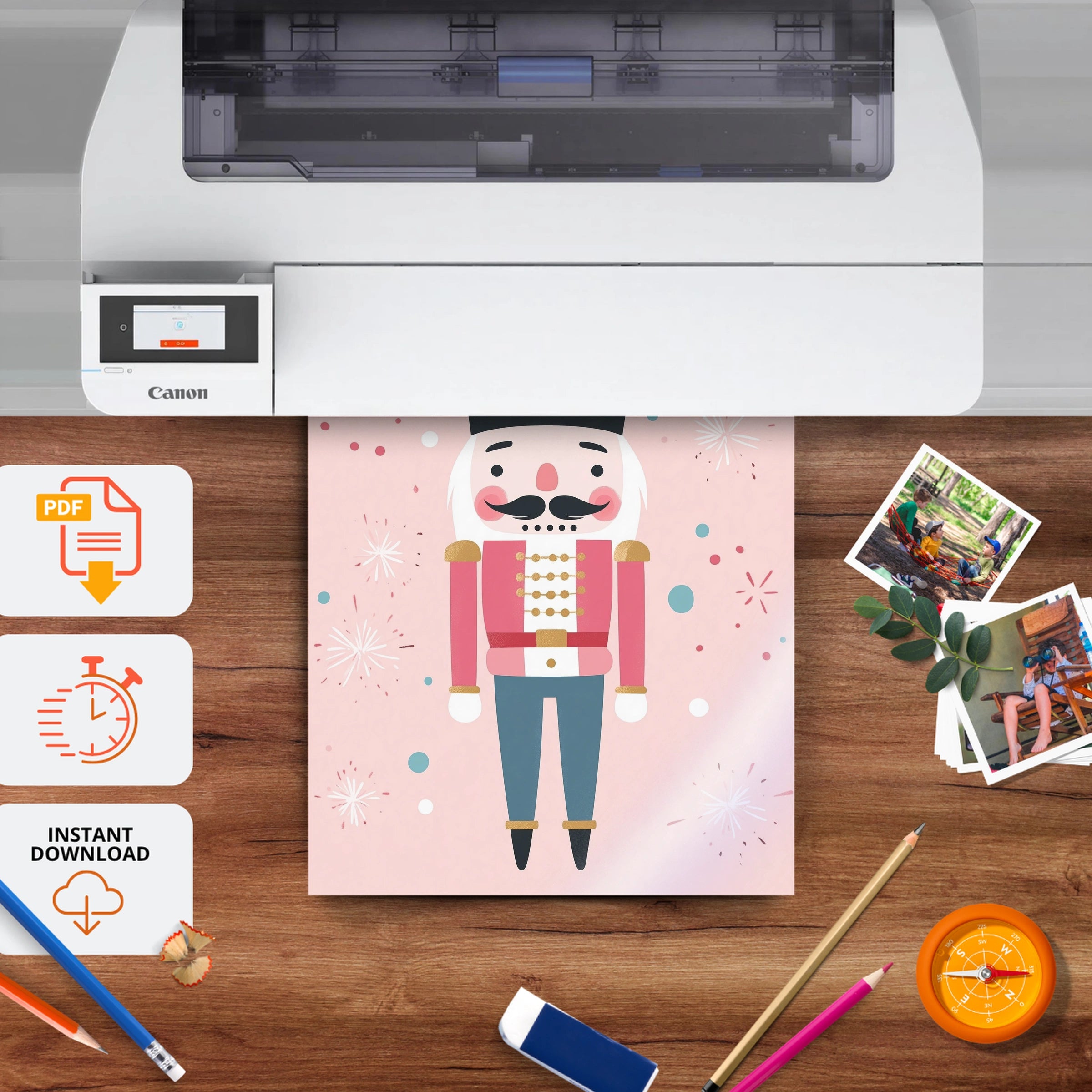 Nutcracker Christmas Print - printable nursery wall art, instant download to print at home