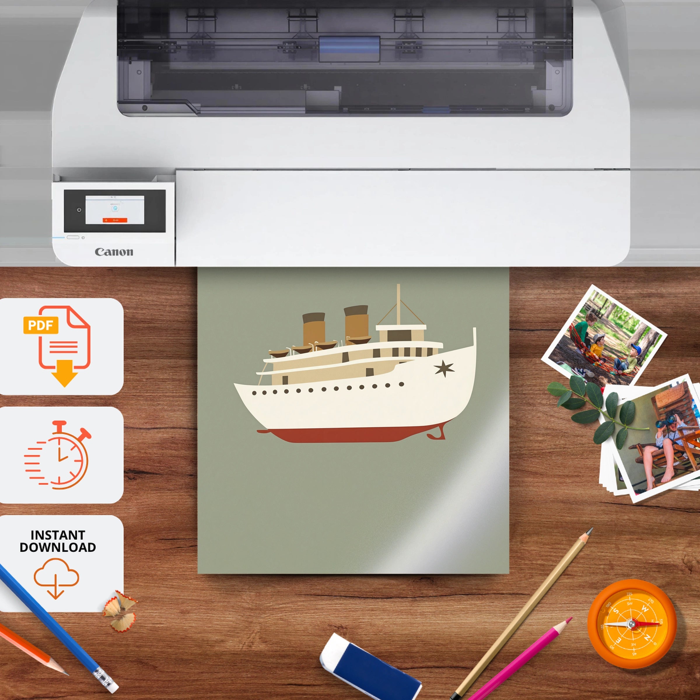 Ocean Liner Ship Nursery Print - printable nursery wall art, instant download to print at home