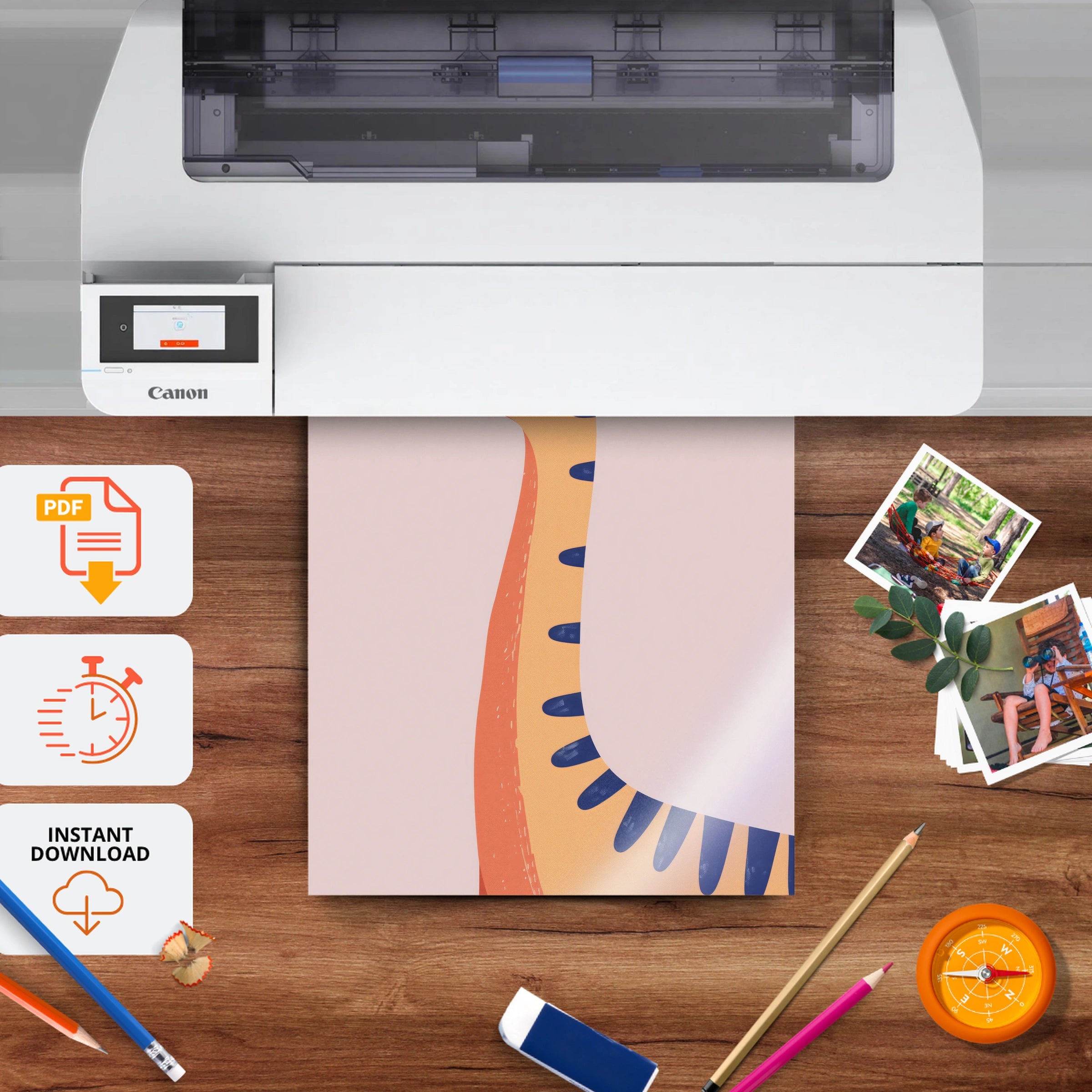 Orange Dinosaur Nursery Print - printable nursery wall art, instant download to print at home