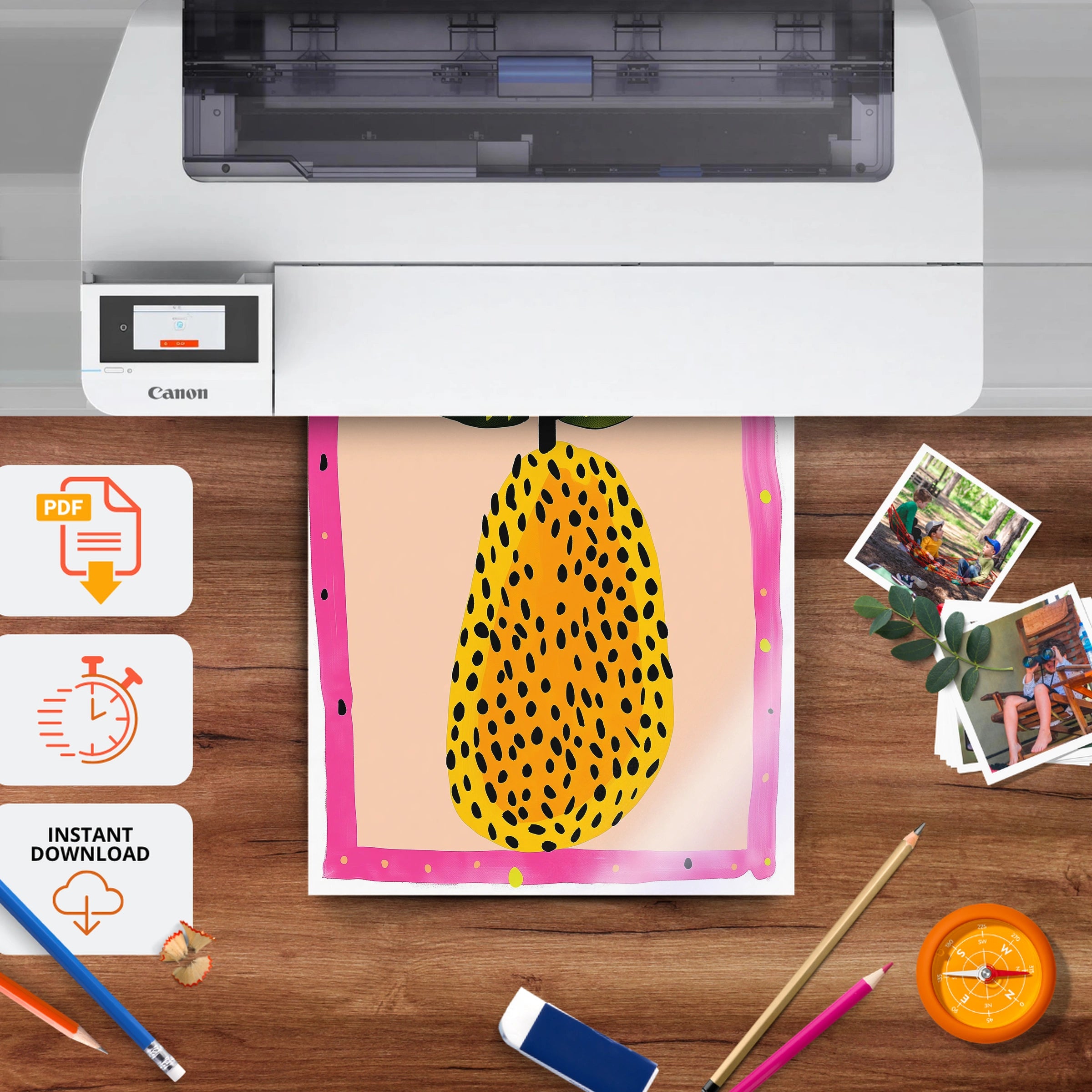 Painted Papaya Nursery Print - printable nursery wall art, instant download to print at home