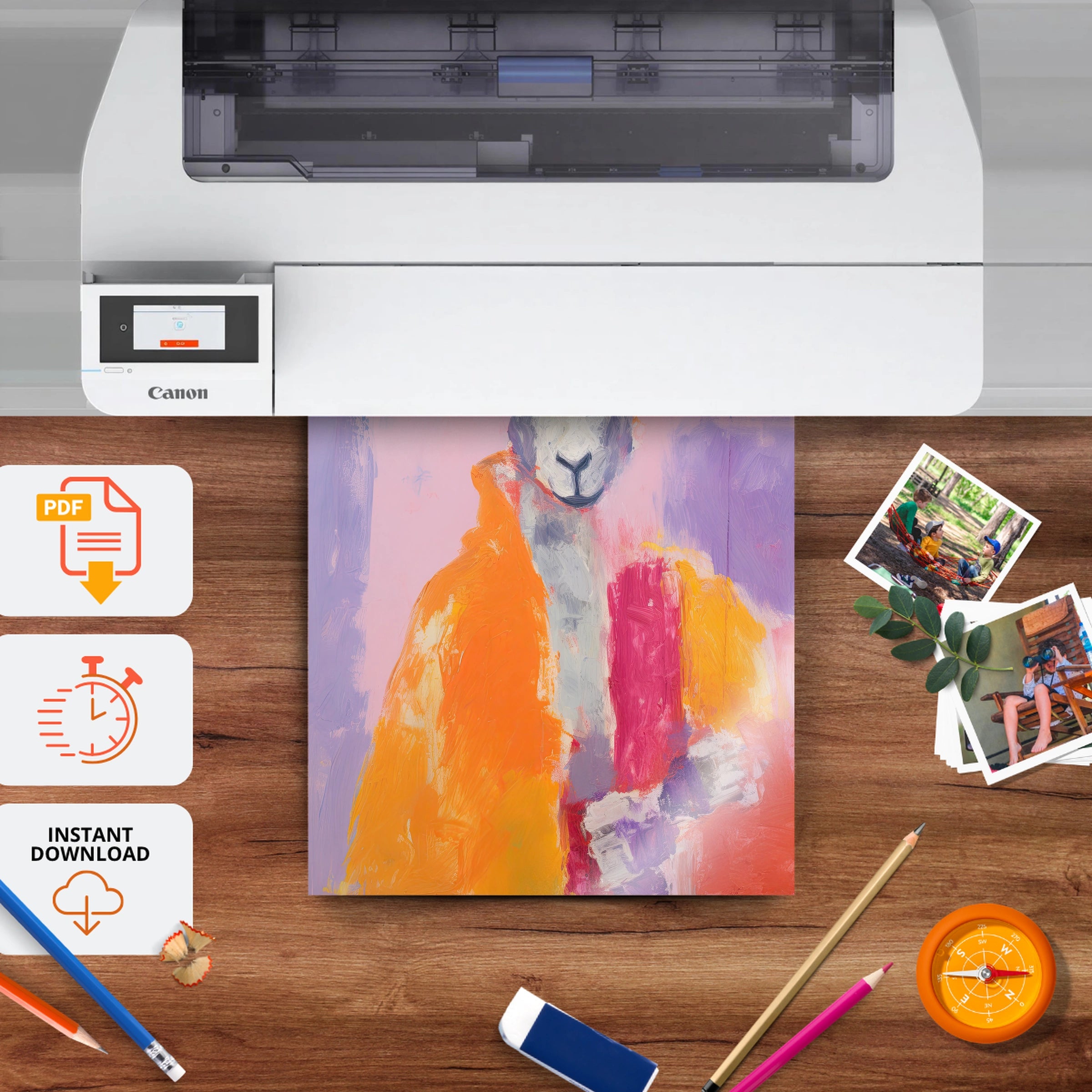 Painterly Sheep Nursery Print - printable nursery wall art, instant download to print at home