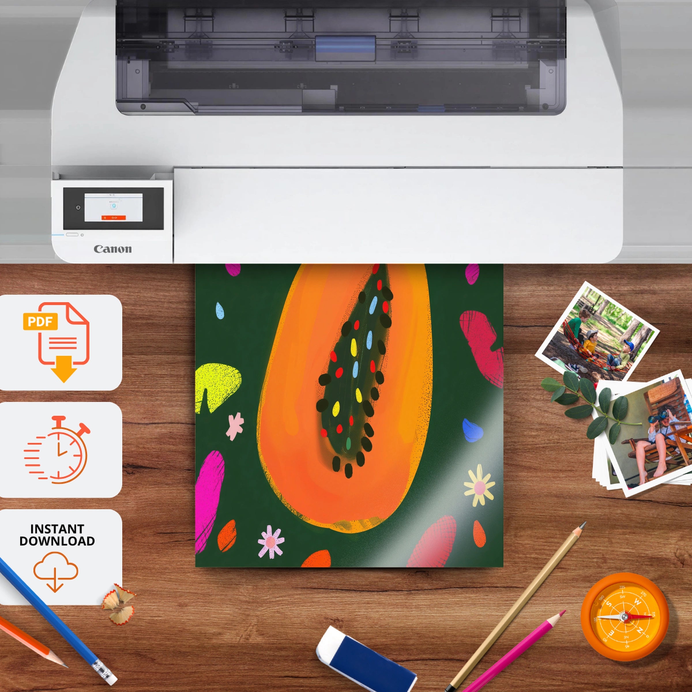 Papaya Nursery Print - printable nursery wall art, instant download to print at home