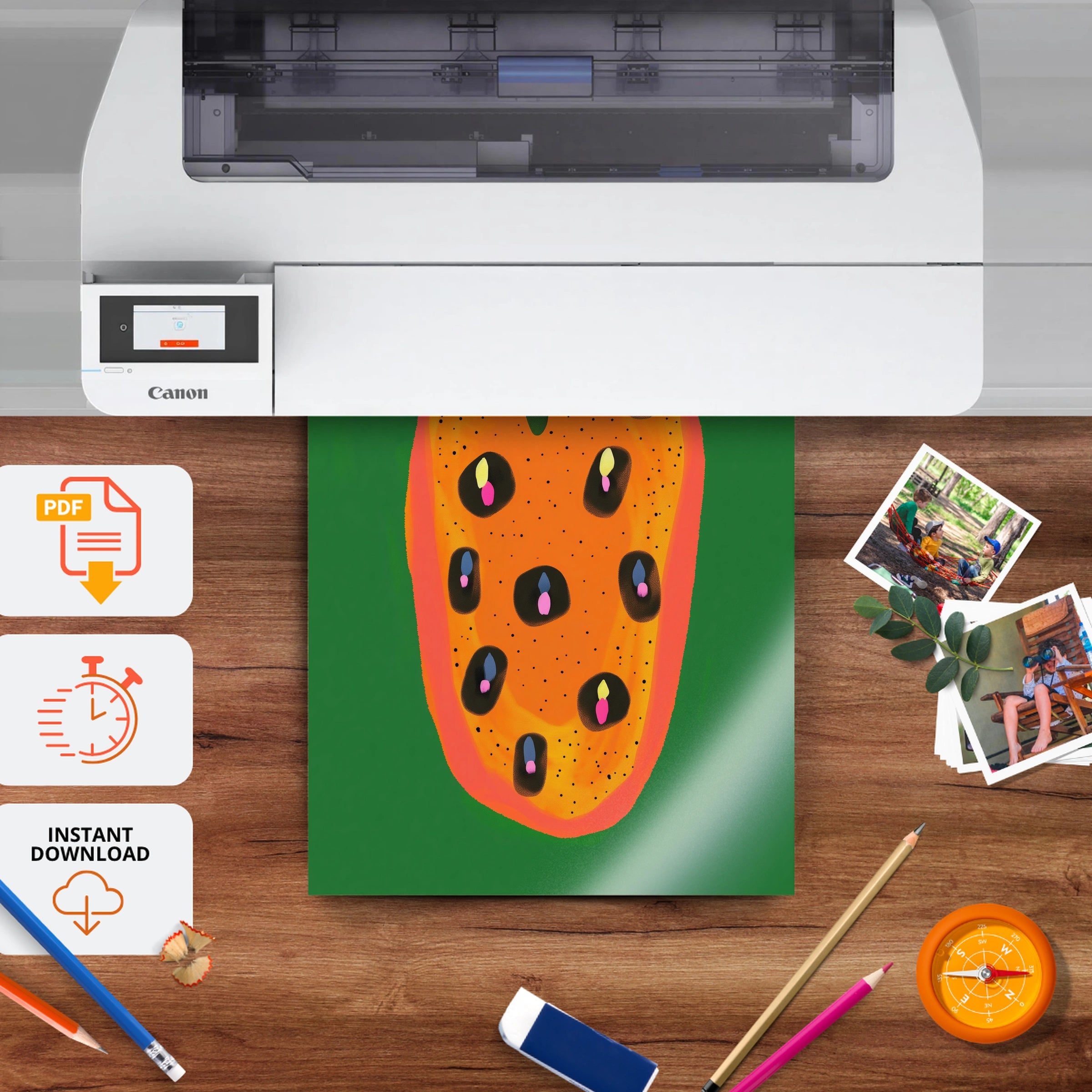 Papaya Nursery Print Two - printable nursery wall art, instant download to print at home