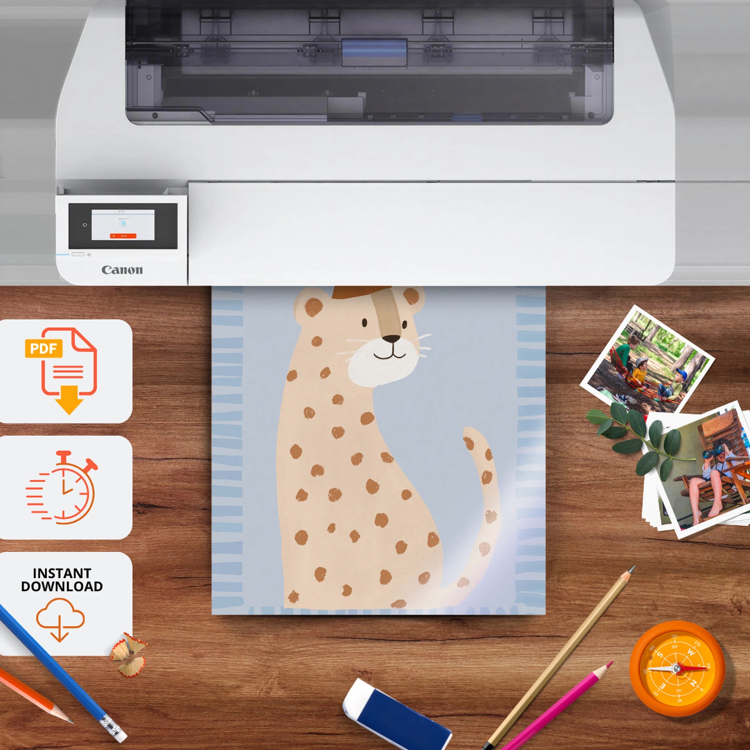 Party Cheetah Nursery Print - printable nursery wall art, instant download to print at home