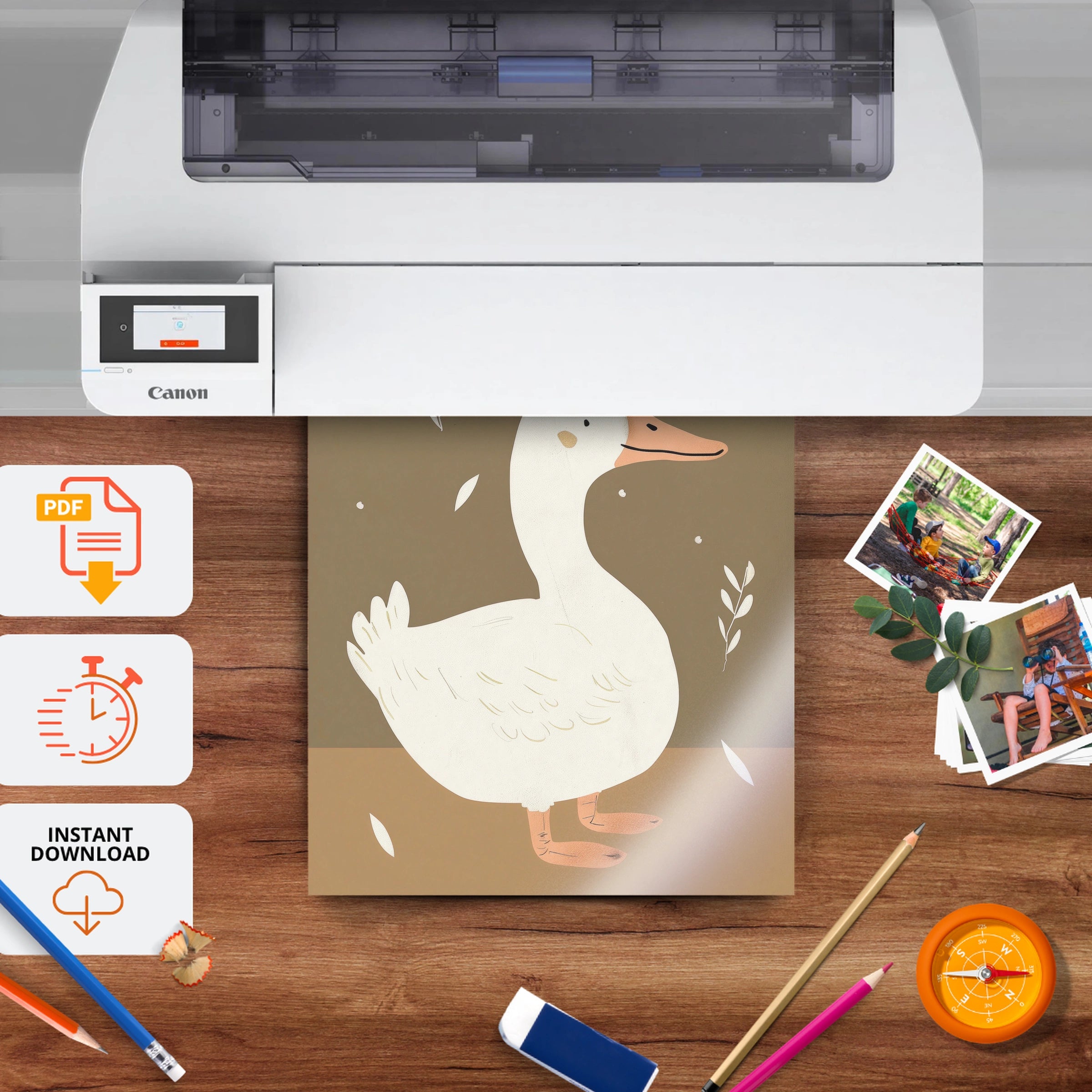 Party Goose Nursery Print - printable nursery wall art, instant download to print at home