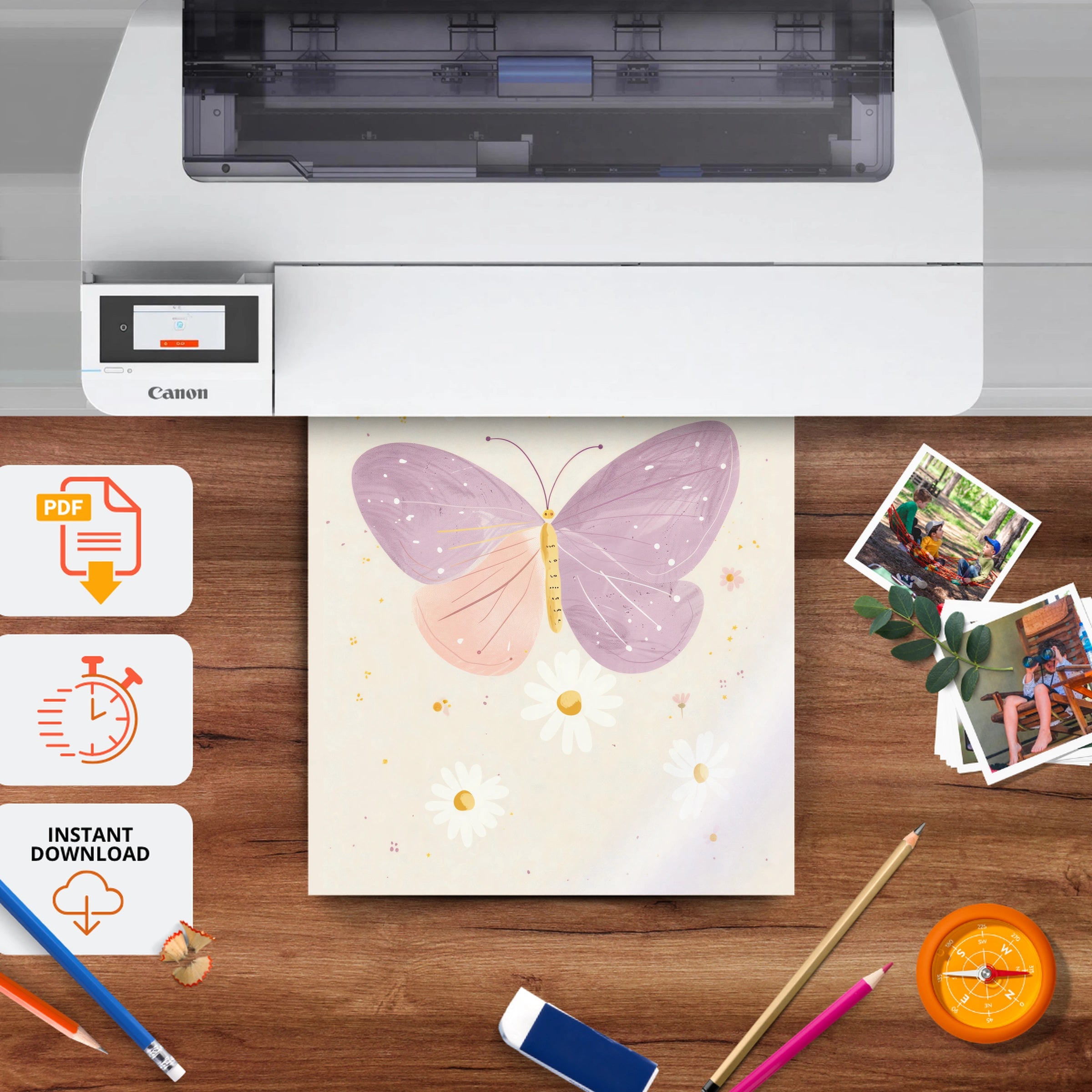 Pastel Butterfly Nursery Print - printable nursery wall art, instant download to print at home