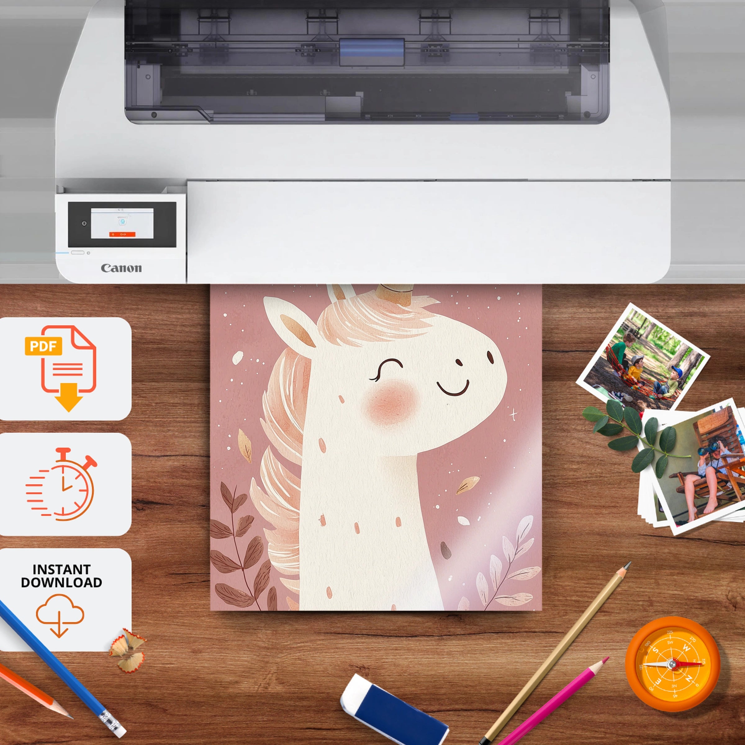 Pastel Unicorn Nursery Print - printable nursery wall art, instant download to print at home