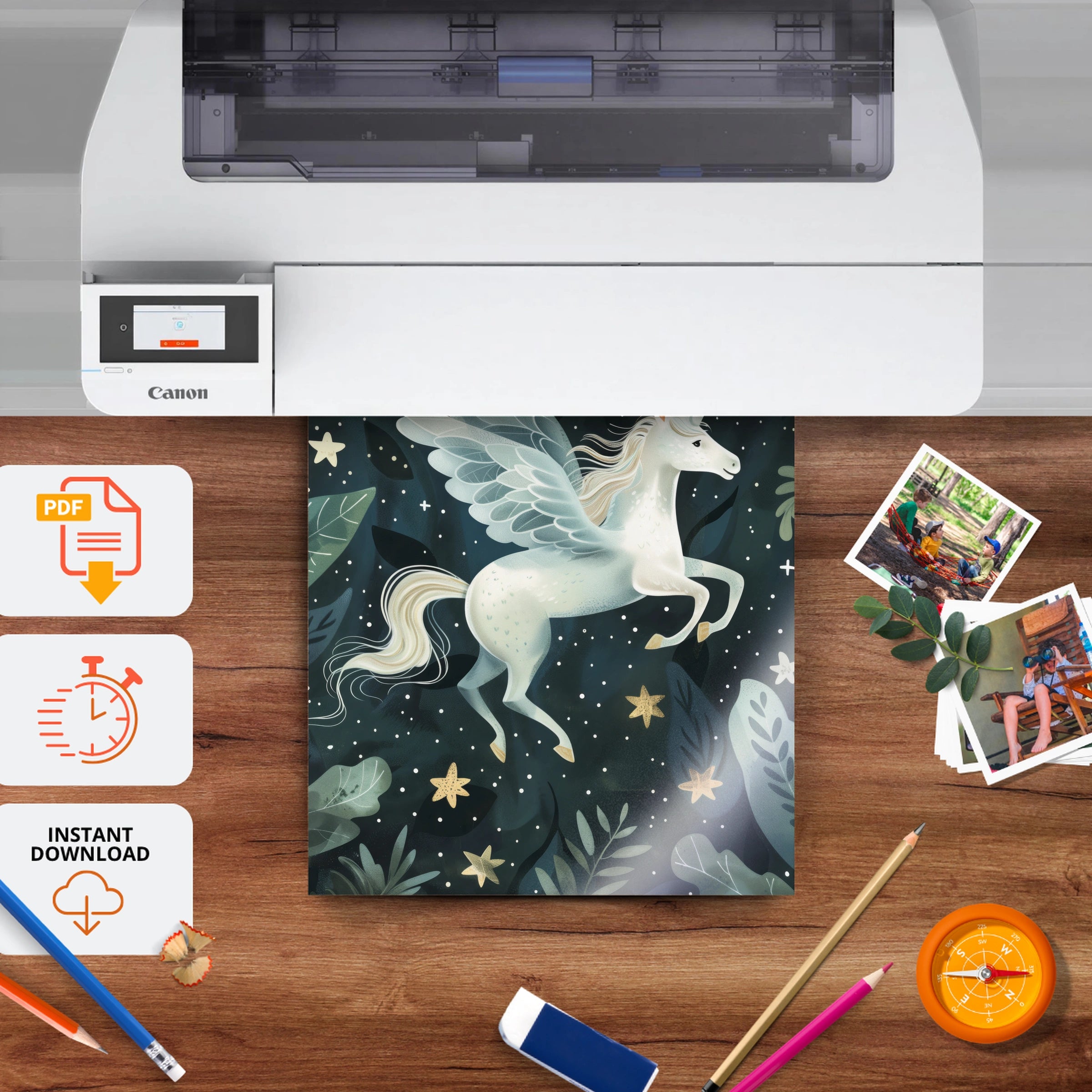 Pegasus in the Stars Nursery Print - printable nursery wall art, instant download to print at home