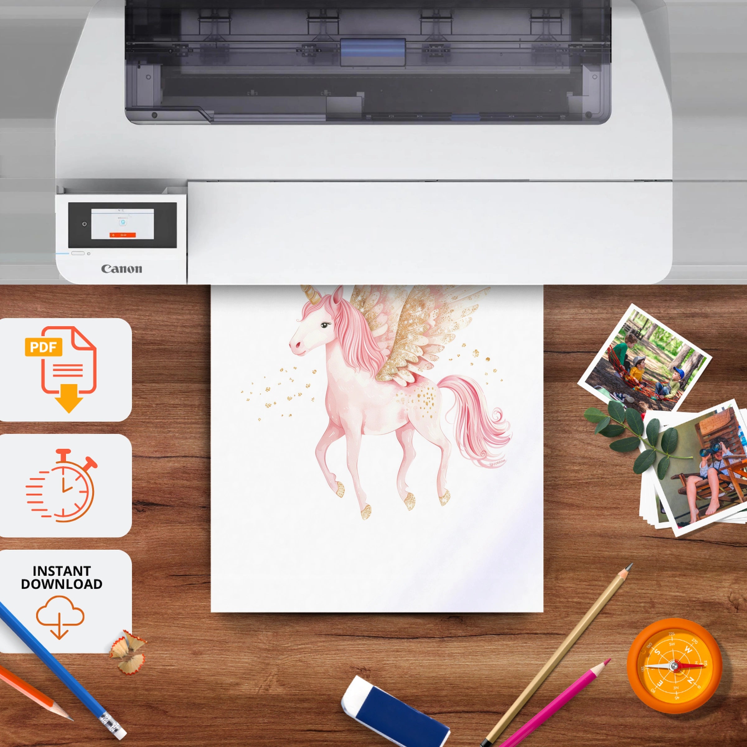 Pegasus Unicorn Nursery Print - printable nursery wall art, instant download to print at home