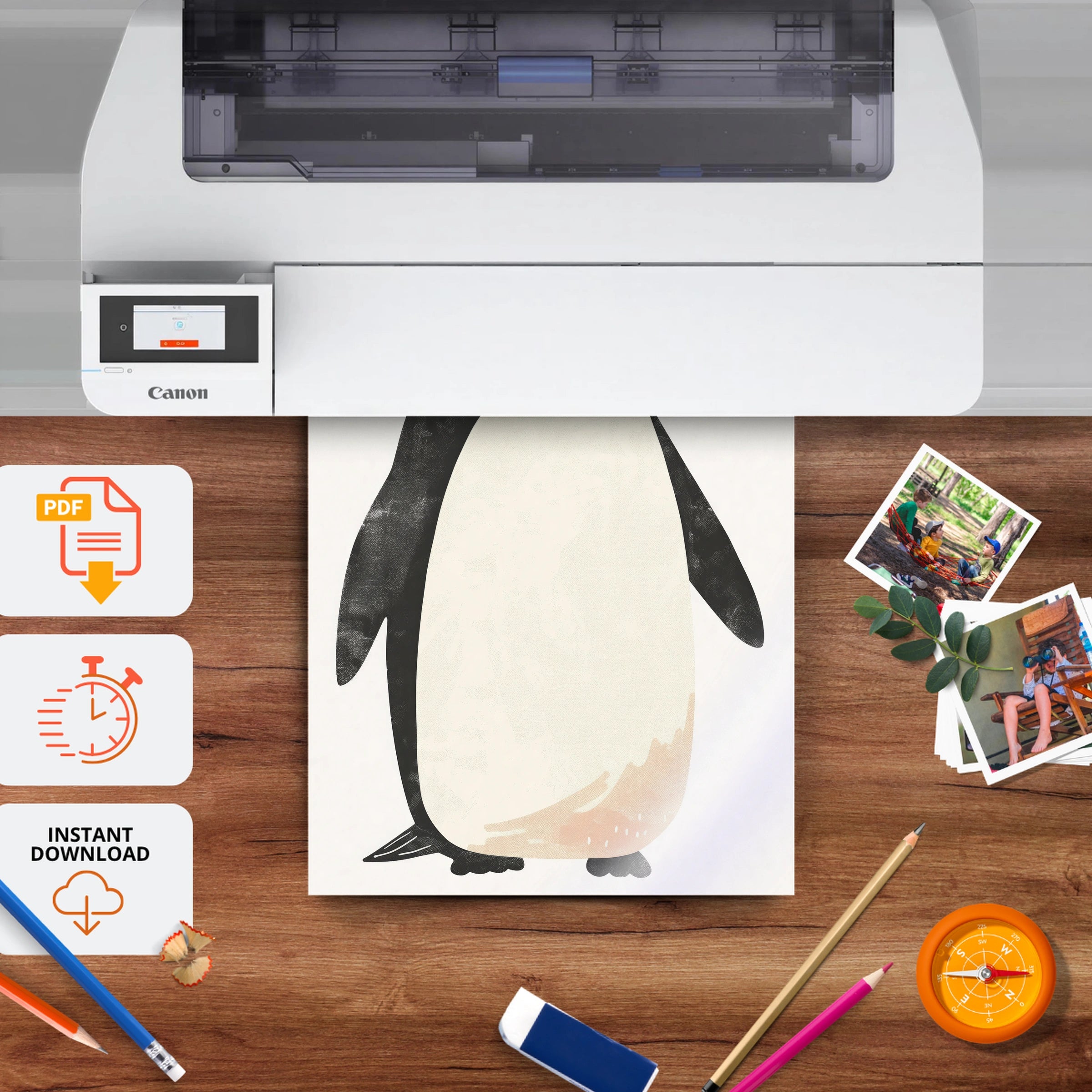 Penguin Nursery Print - printable nursery wall art, instant download to print at home