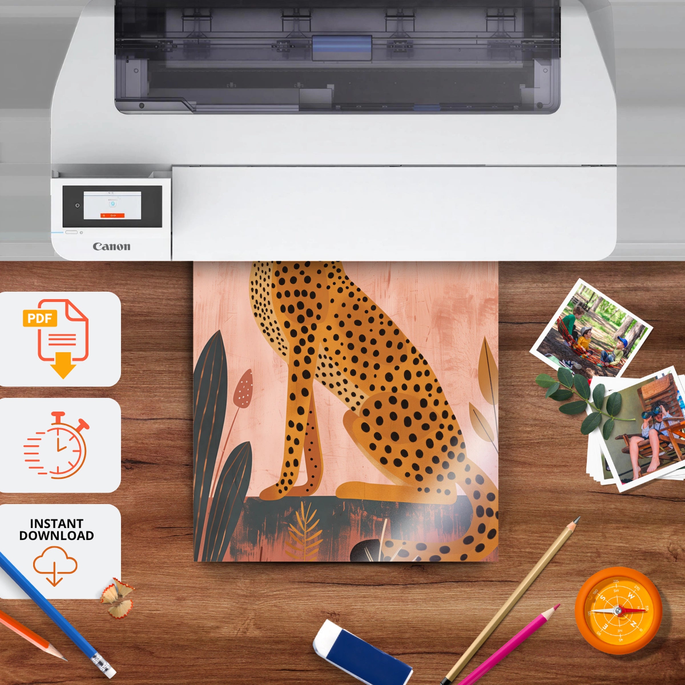 Pink Cheetah Nursery Print - printable nursery wall art, instant download to print at home