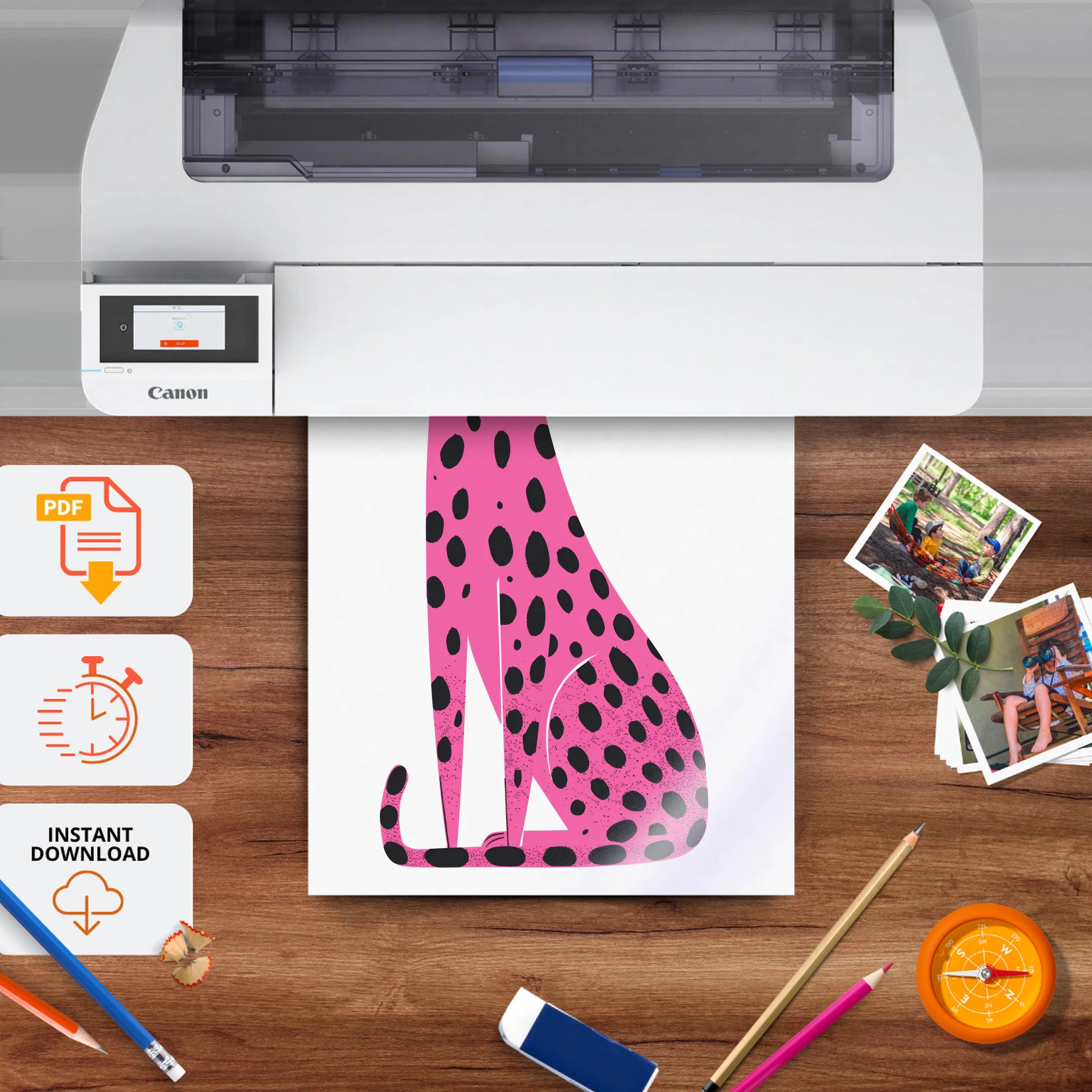 Pink Leopard Nursery Print - printable nursery wall art, instant download to print at home