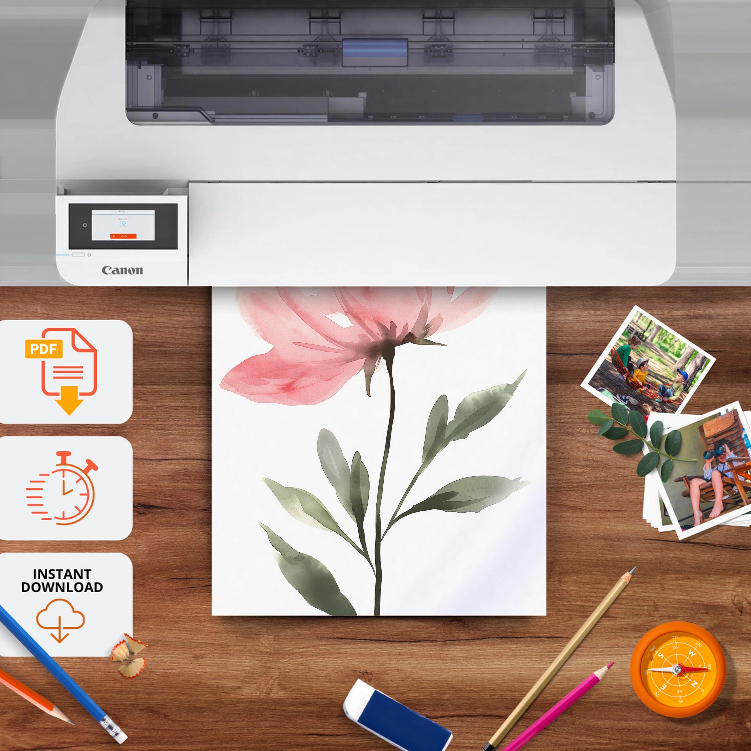 Pink Peony Nursery Print - printable nursery wall art, instant download to print at home