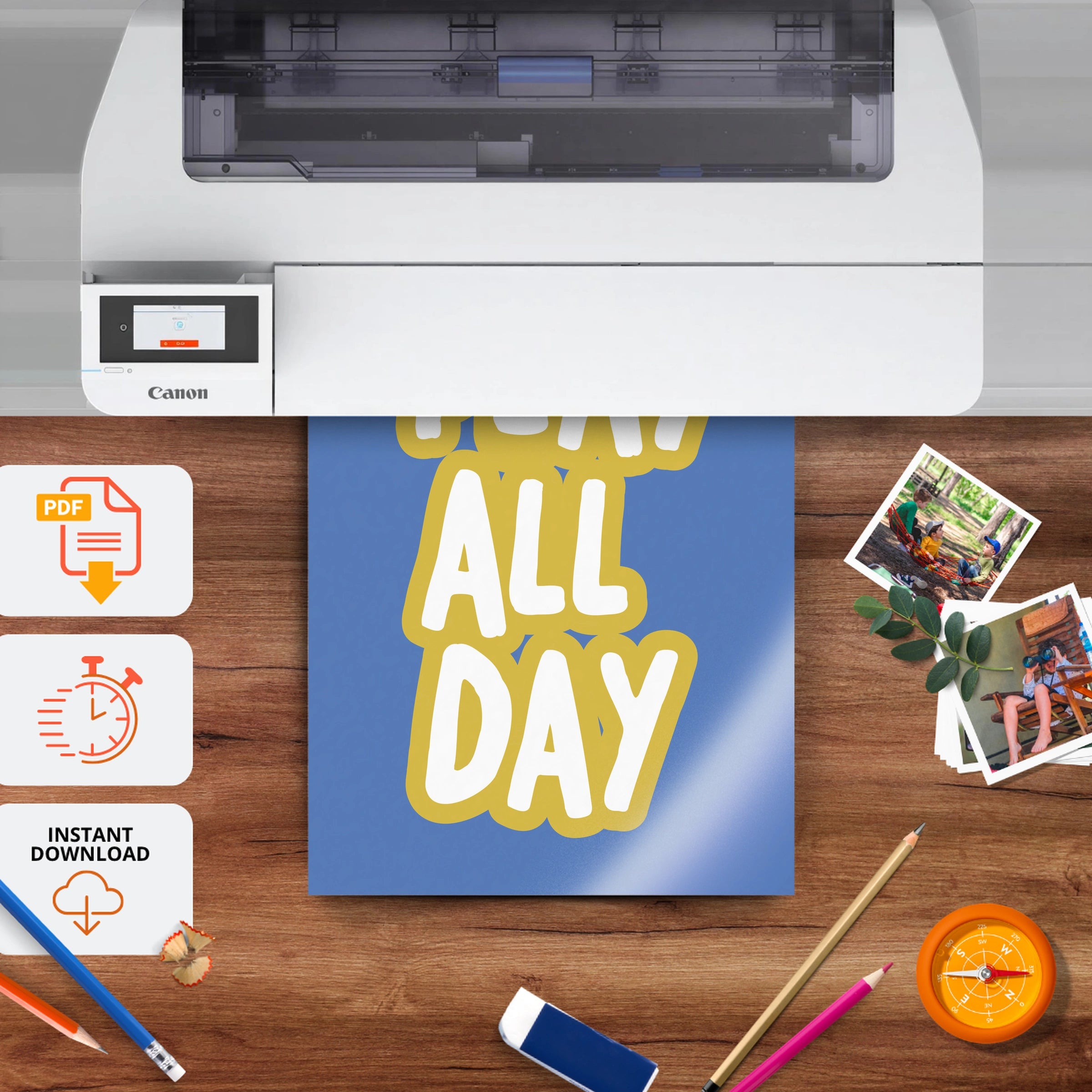 Play All Day Bold Nursery Print - printable nursery wall art, instant download to print at home