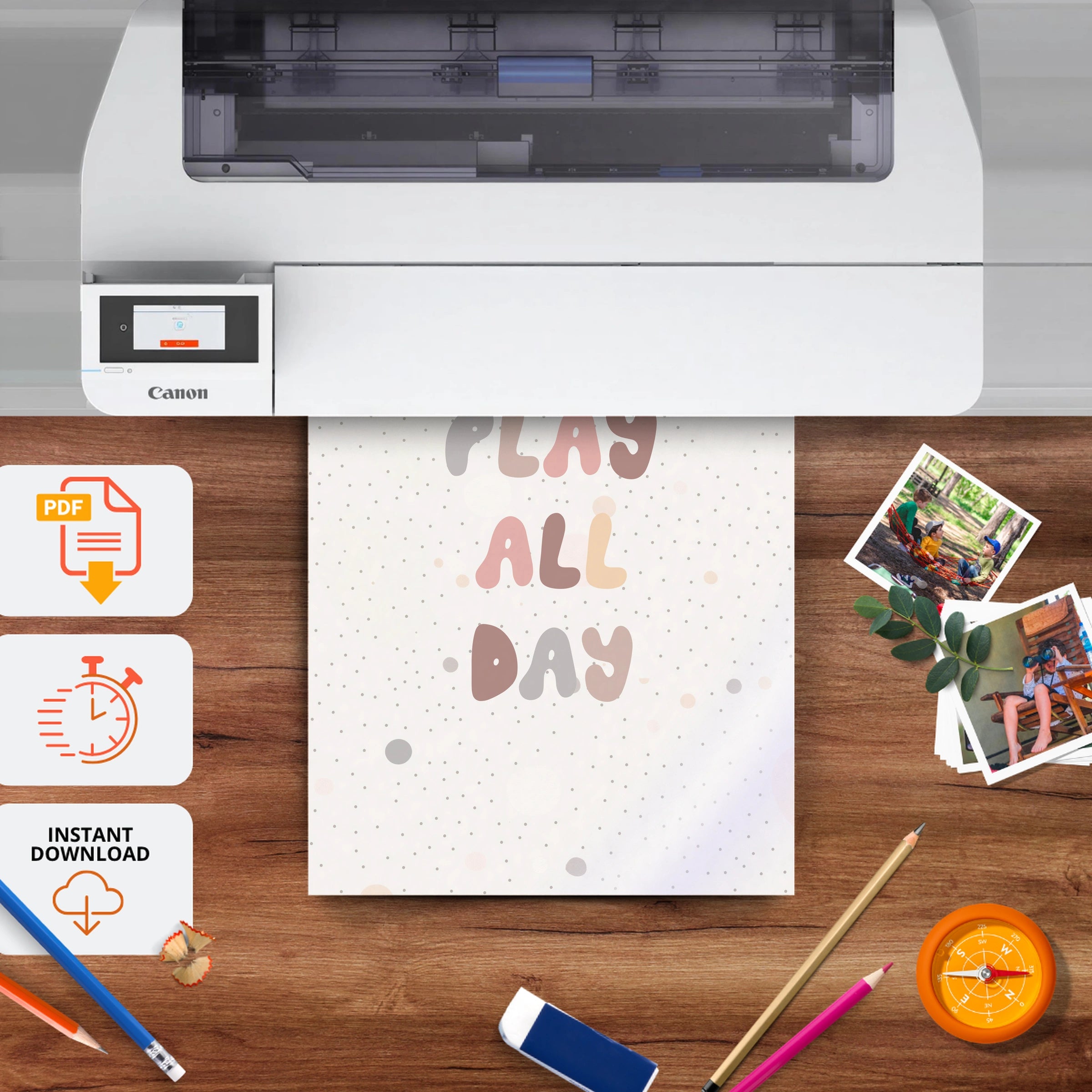 Play All Day Nursery Print - printable nursery wall art, instant download to print at home