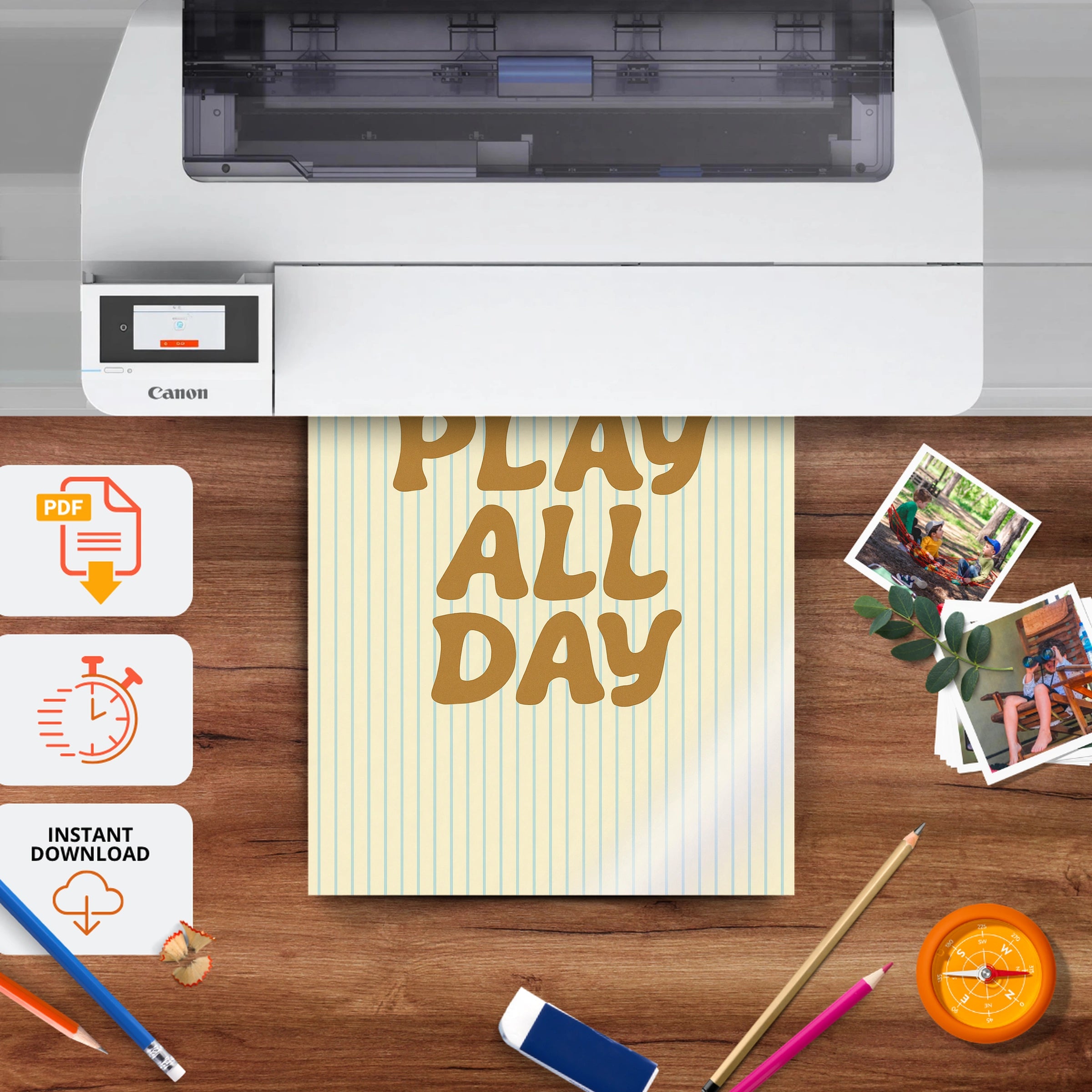 Play All Day Two Nursery Print - printable nursery wall art, instant download to print at home