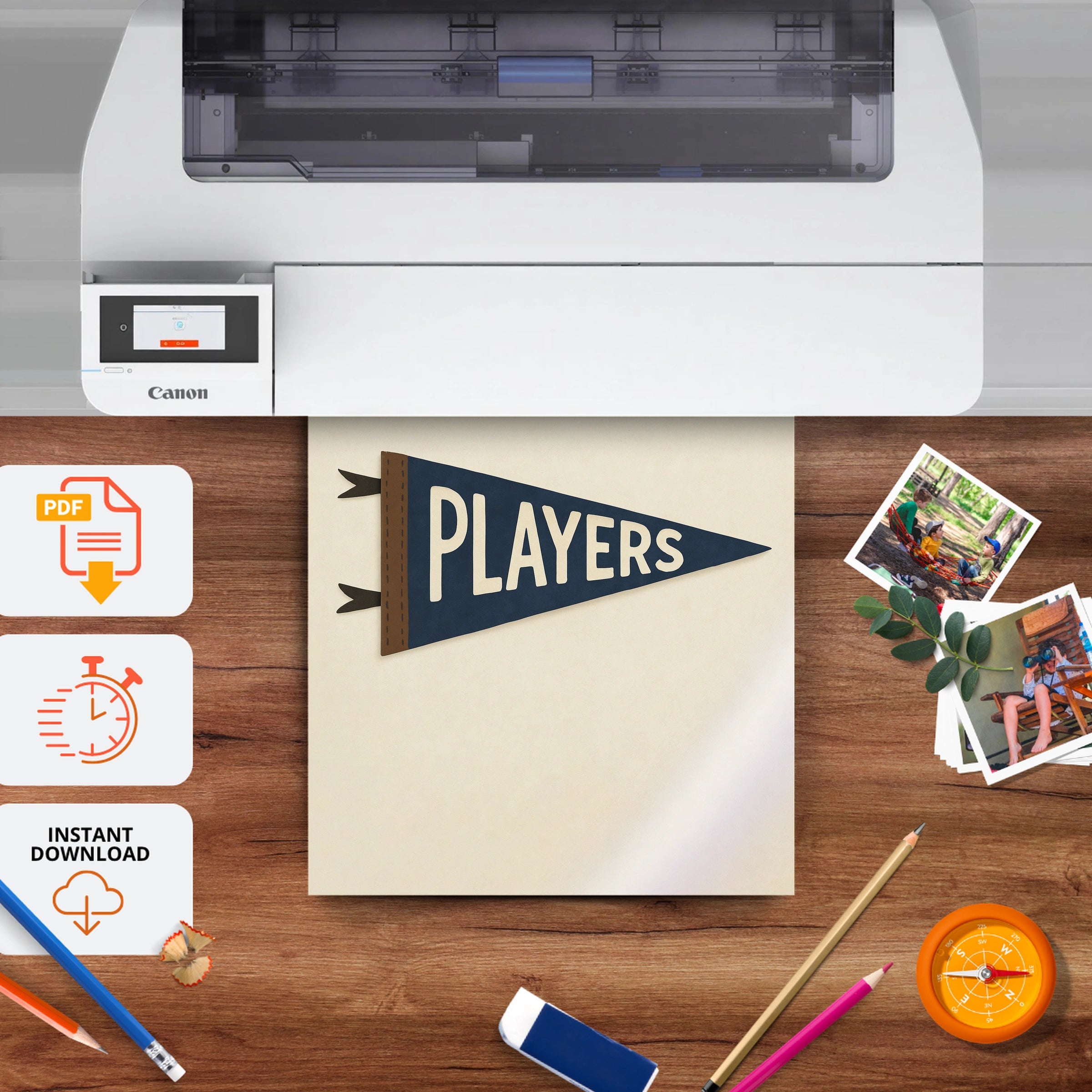 Players Pennant Nursery Print - printable nursery wall art, instant download to print at home
