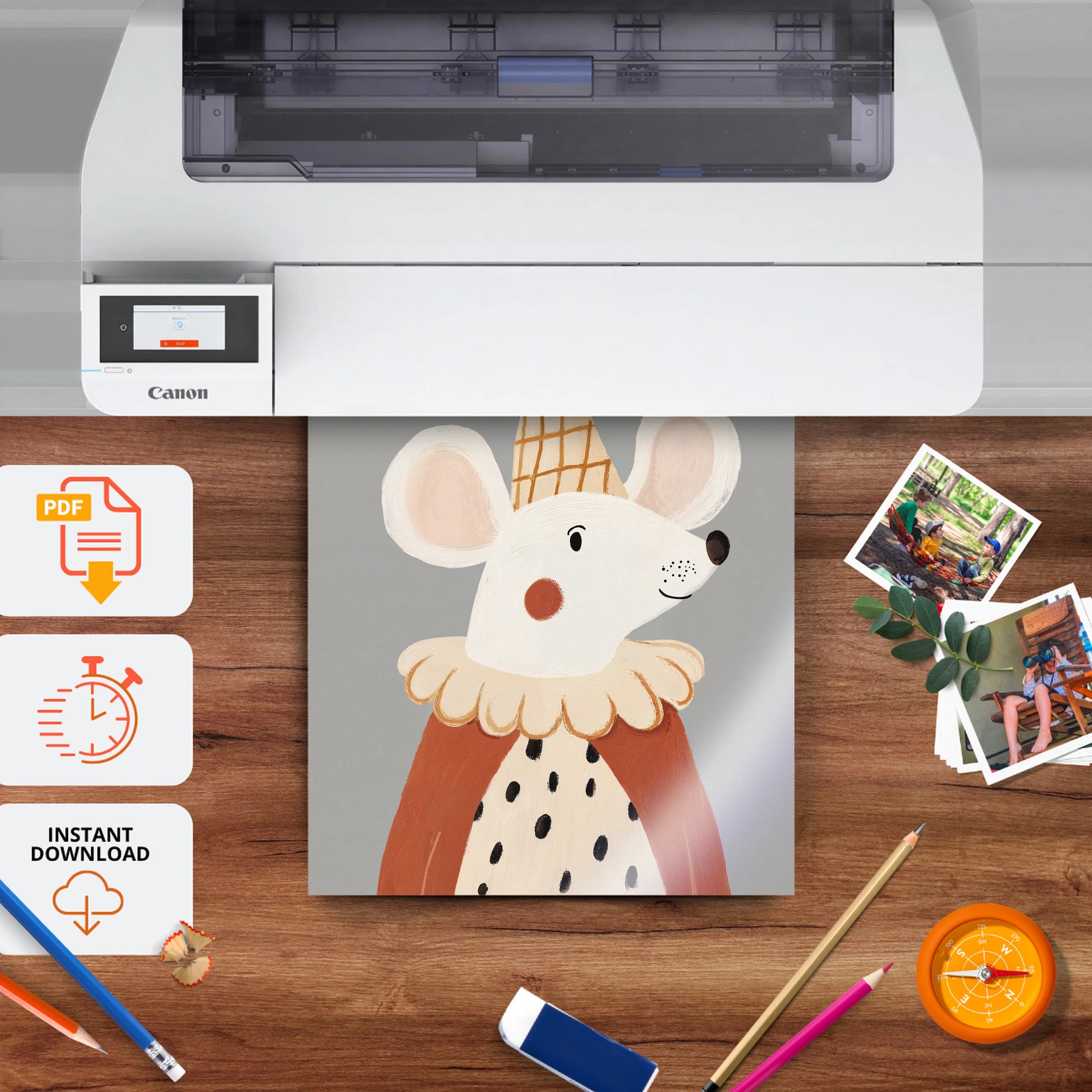 Queen Mouse Nursery Print - printable nursery wall art, instant download to print at home