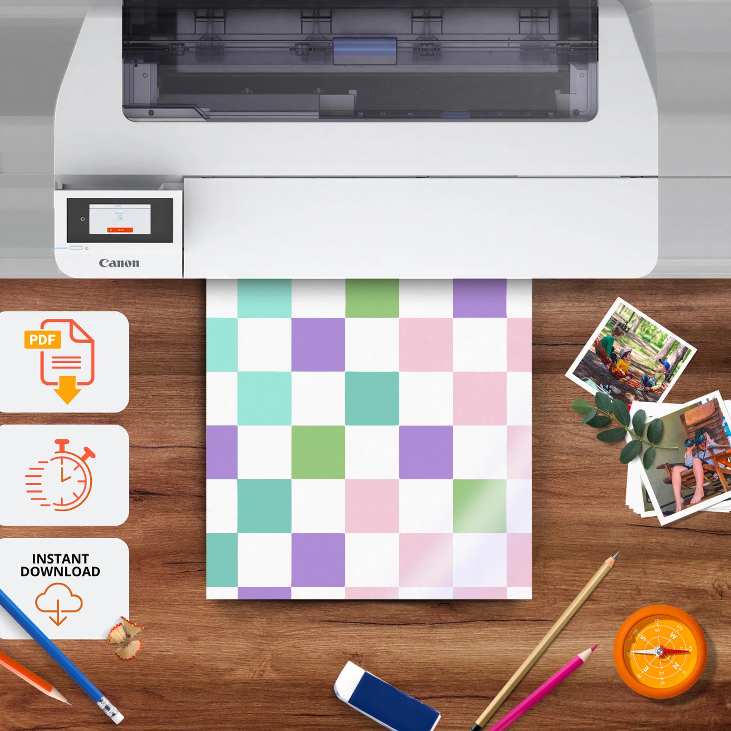 Rainbow Checkerboard Nursery Print - printable nursery wall art, instant download to print at home