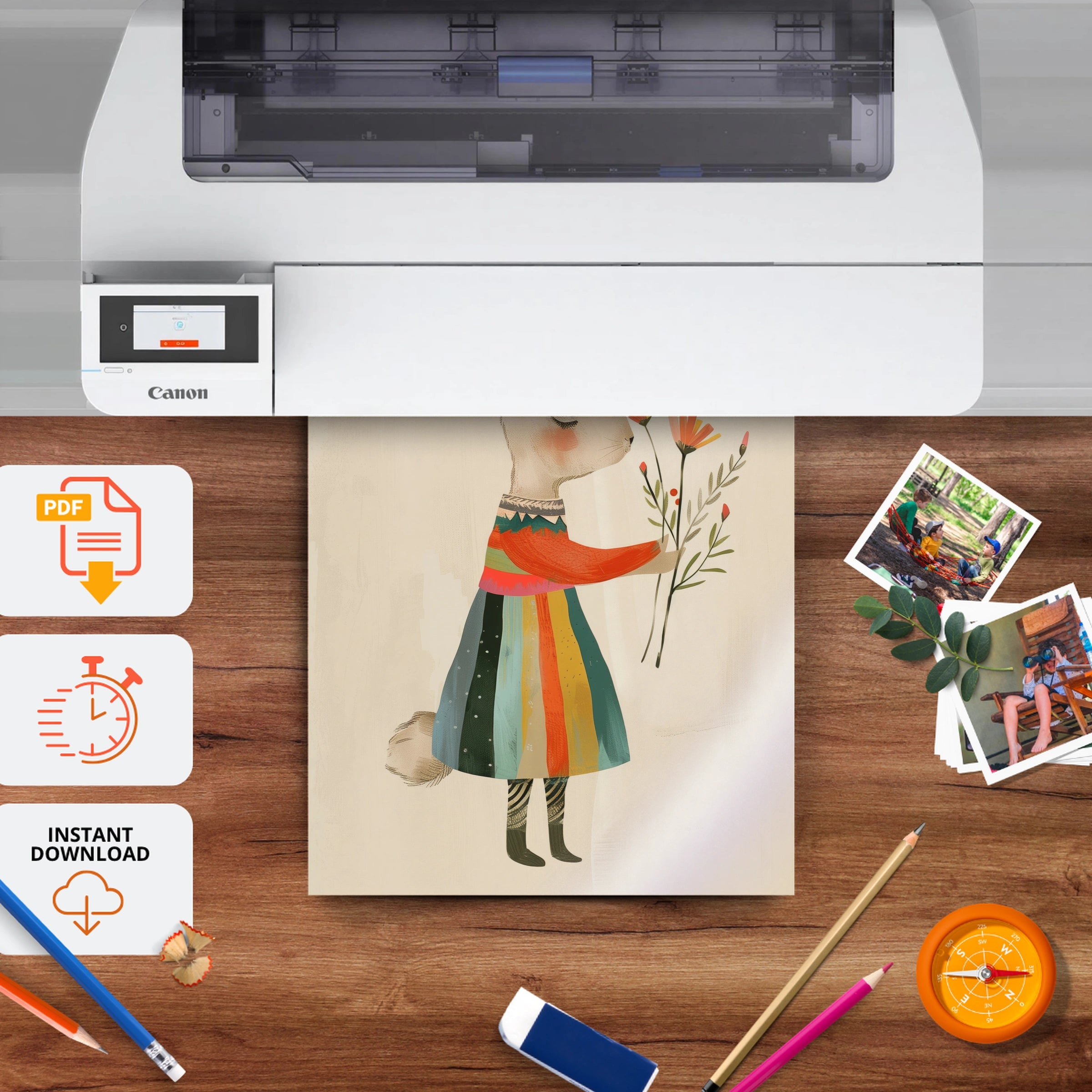 Rainbow Dress Rabbit Nursery Print - printable nursery wall art, instant download to print at home