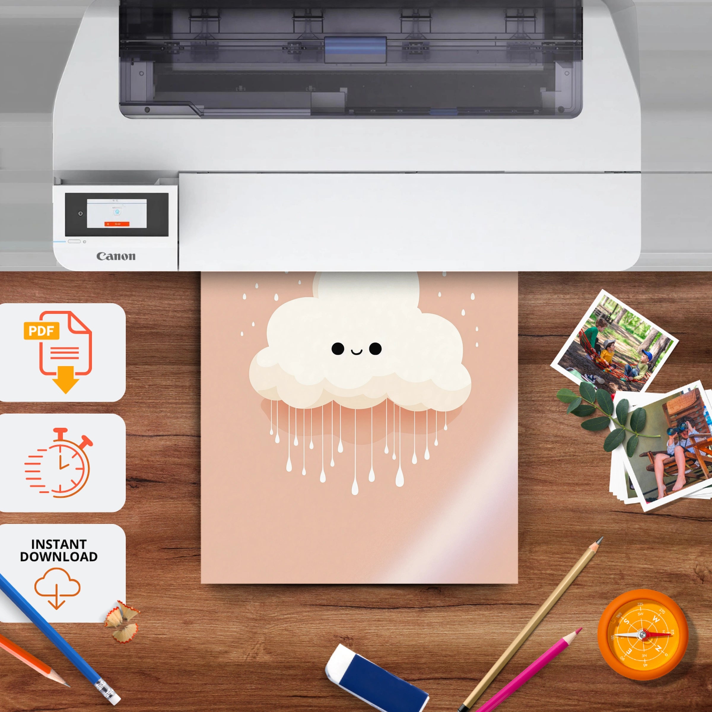 Rainy Cloud Nursery Print - printable nursery wall art, instant download to print at home