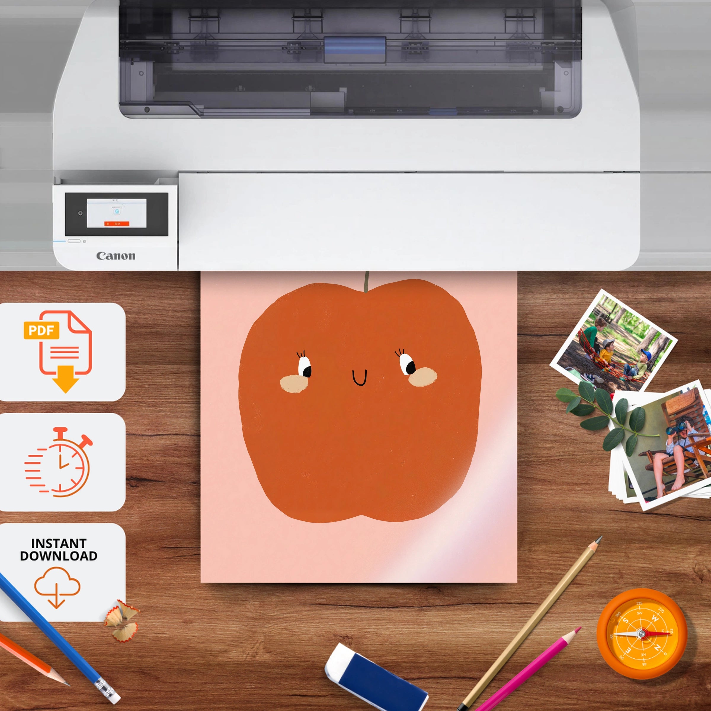 Red Apple Nursery Print - printable nursery wall art, instant download to print at home